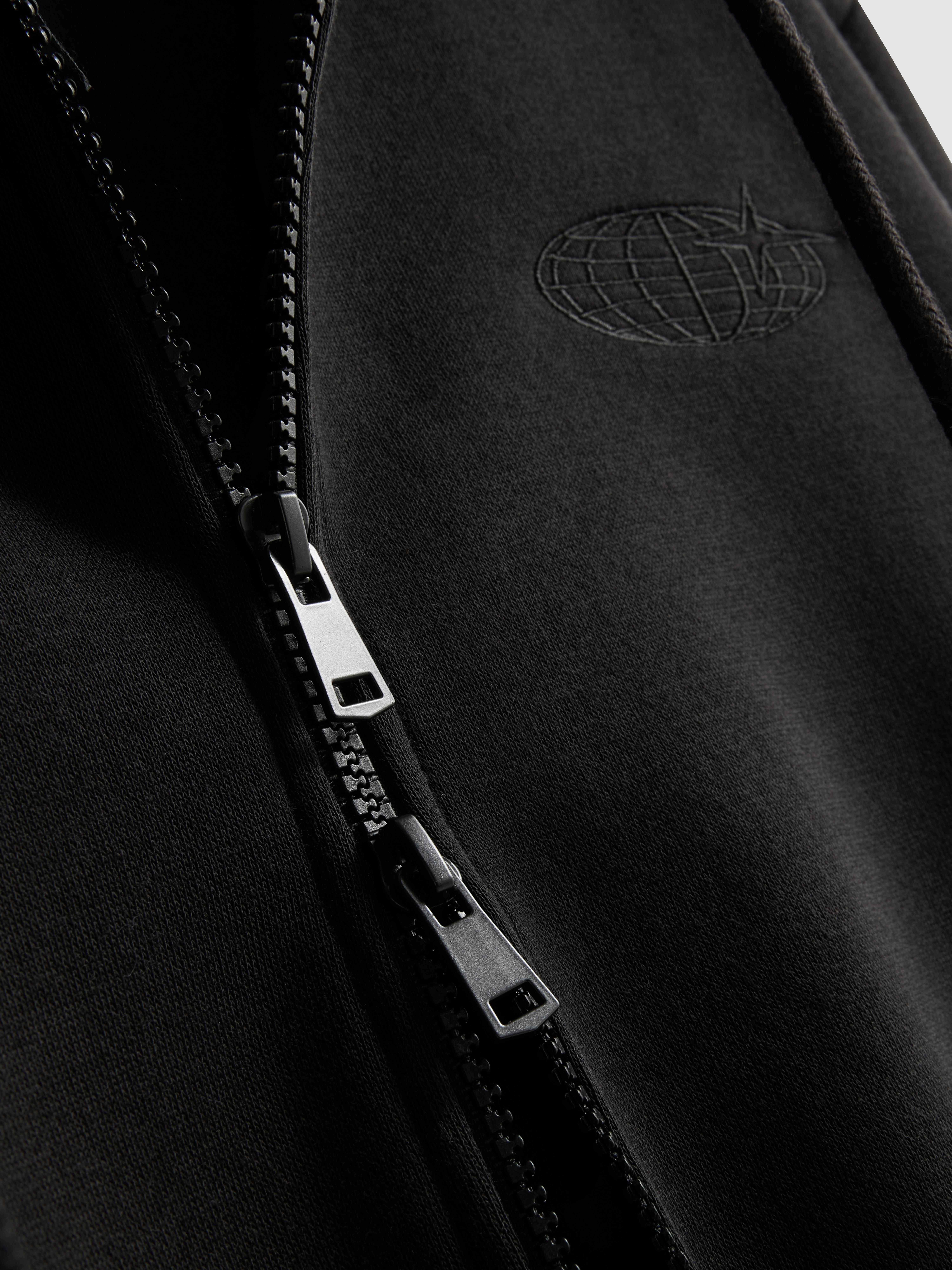 Embroidered Zip-Up Lounge Hoodie
