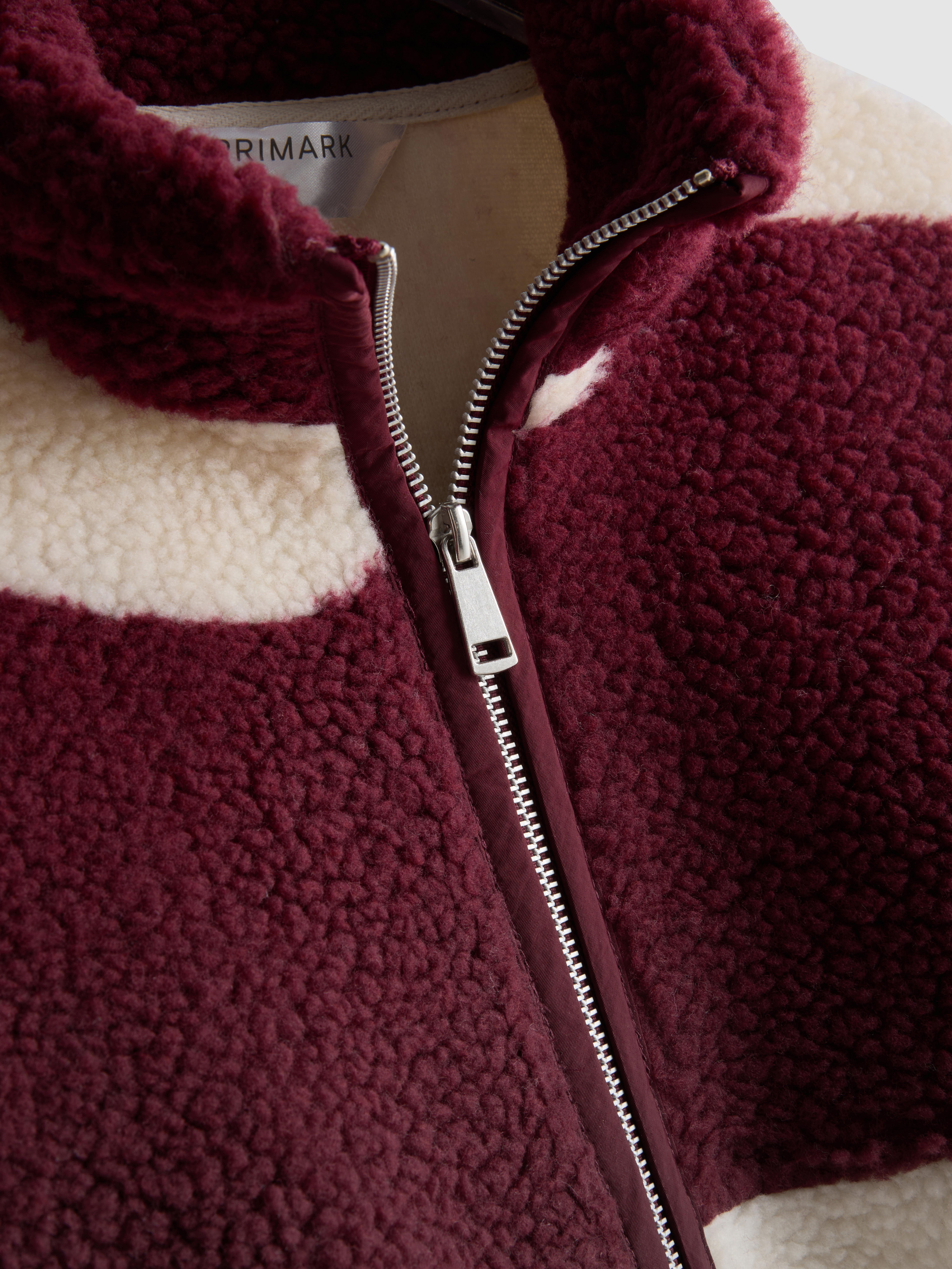 Striped High-Neck Borg Fleece