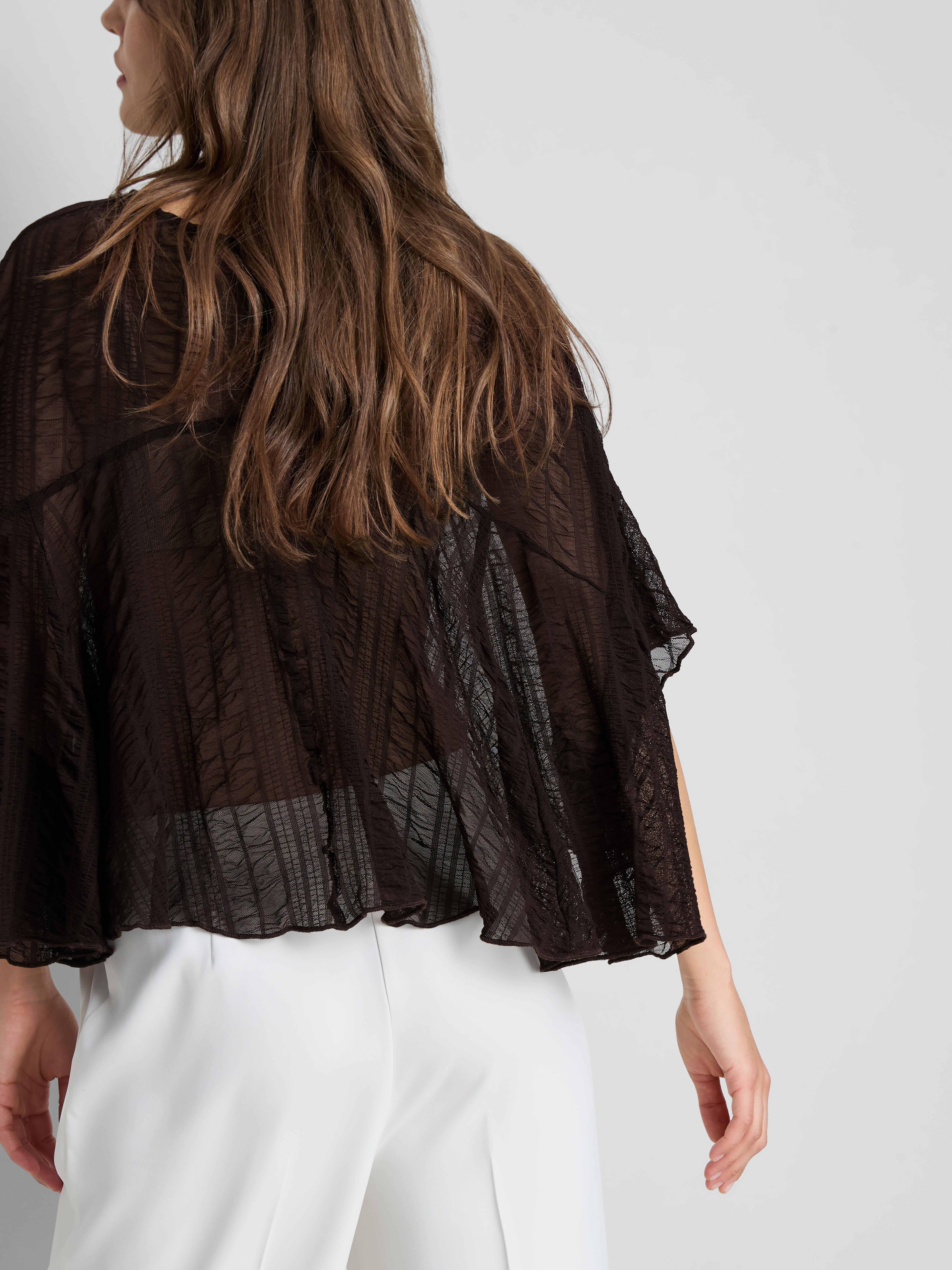 Gekräuselte Bluse mit Fledermausärmeln