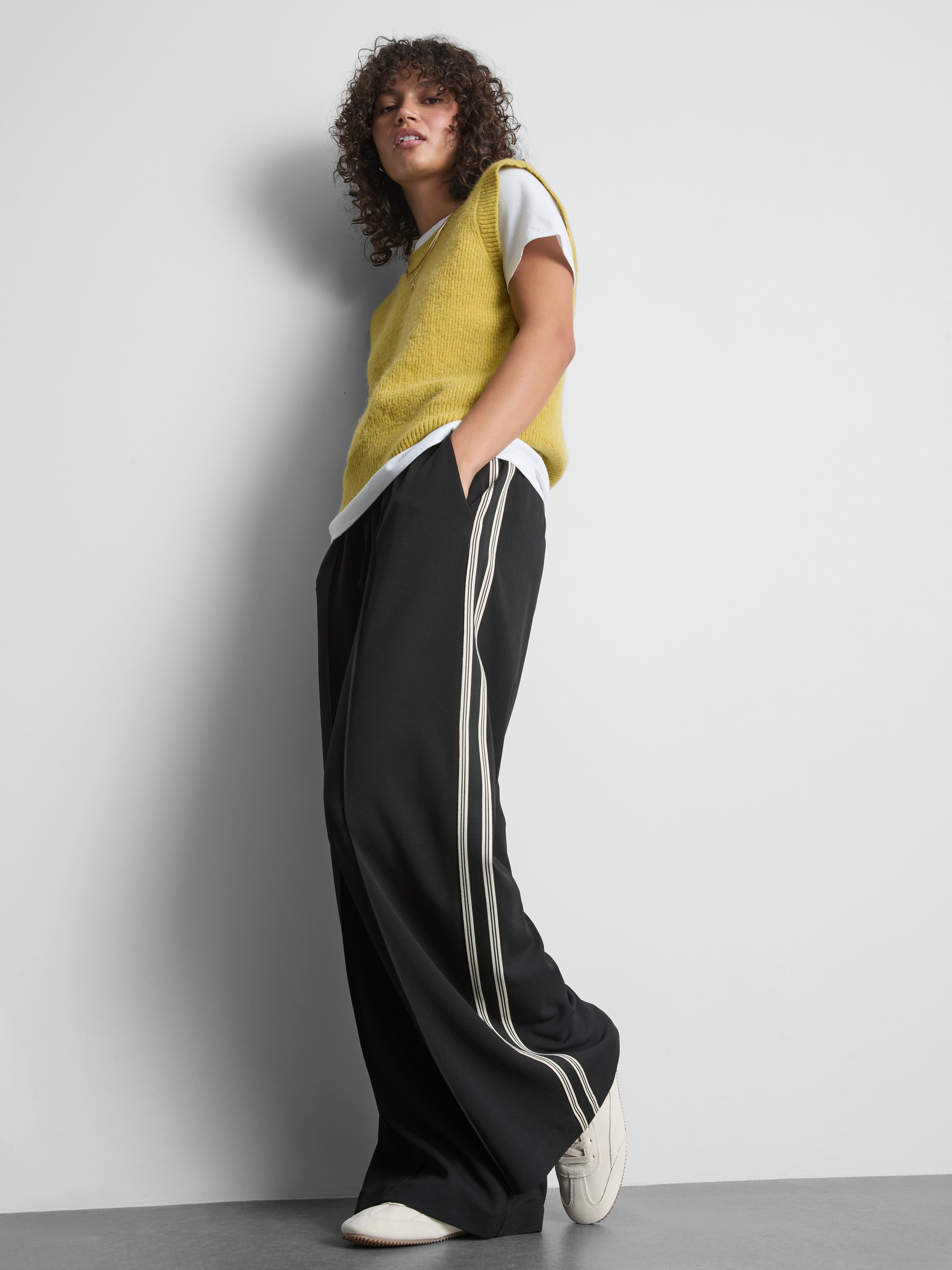 Wide Leg Side Stripe Joggers