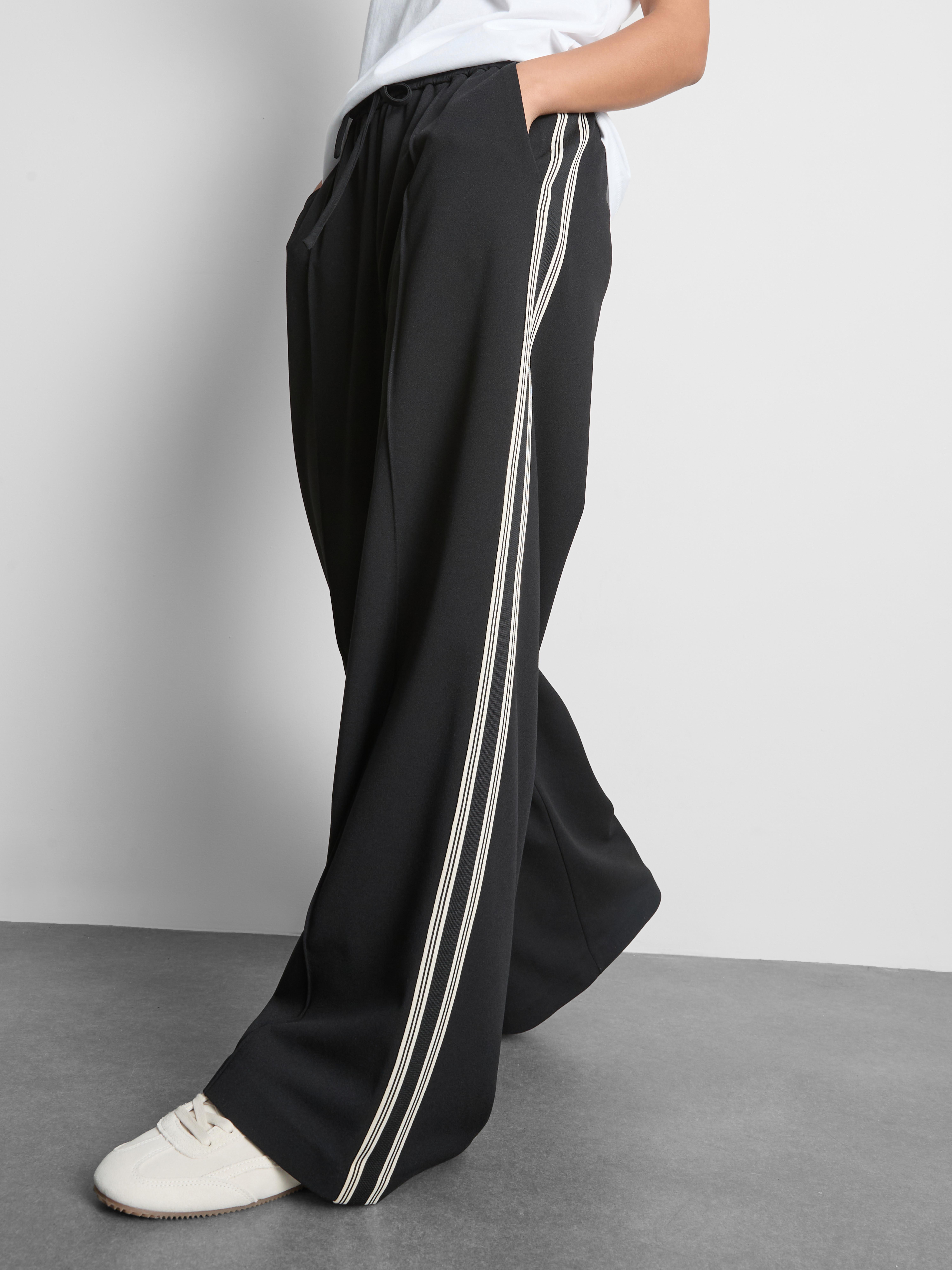 Wide Leg Side Stripe Joggers