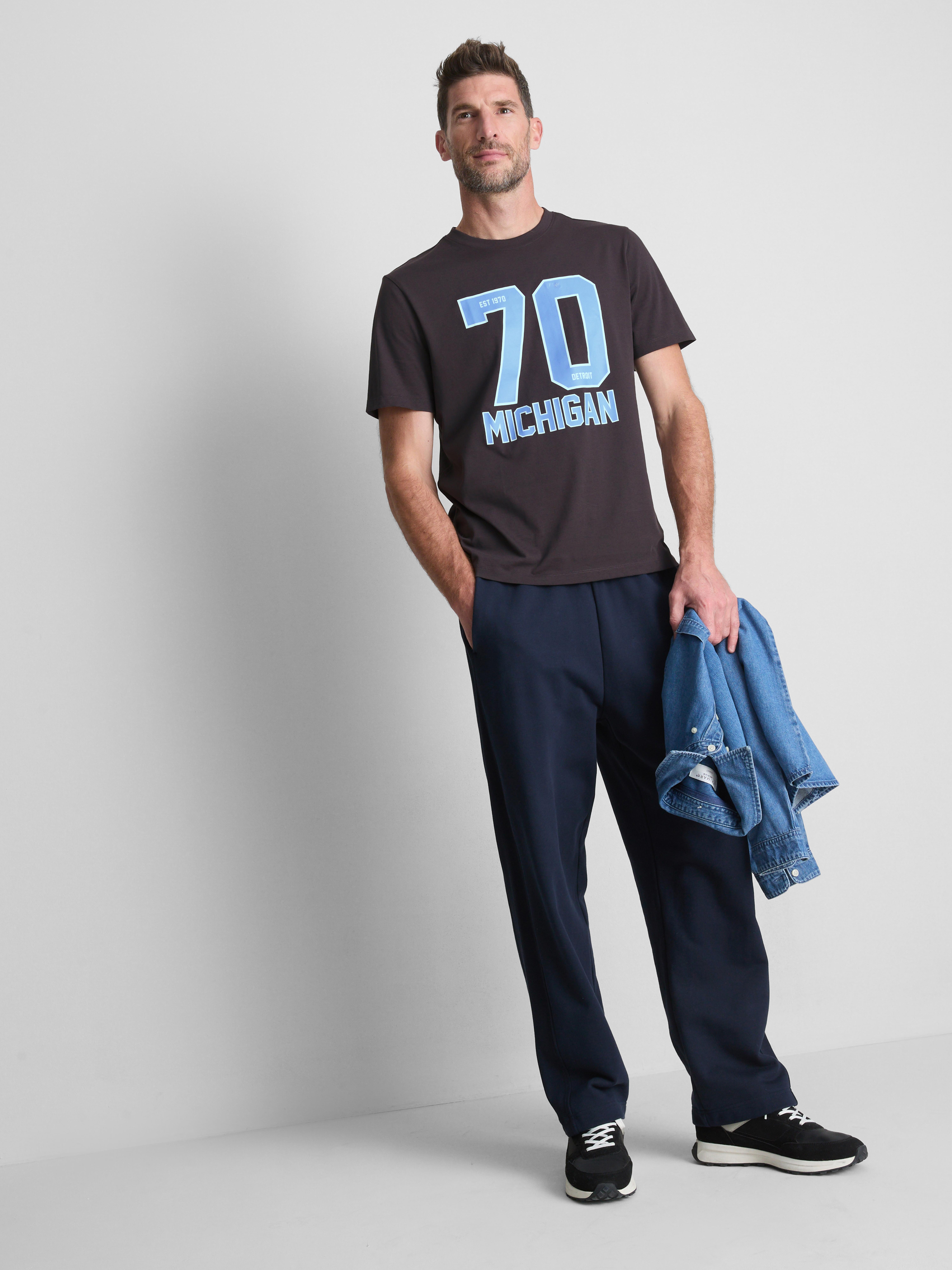 „Michigan“ T-Shirt aus reiner Baumwolle mit Grafik