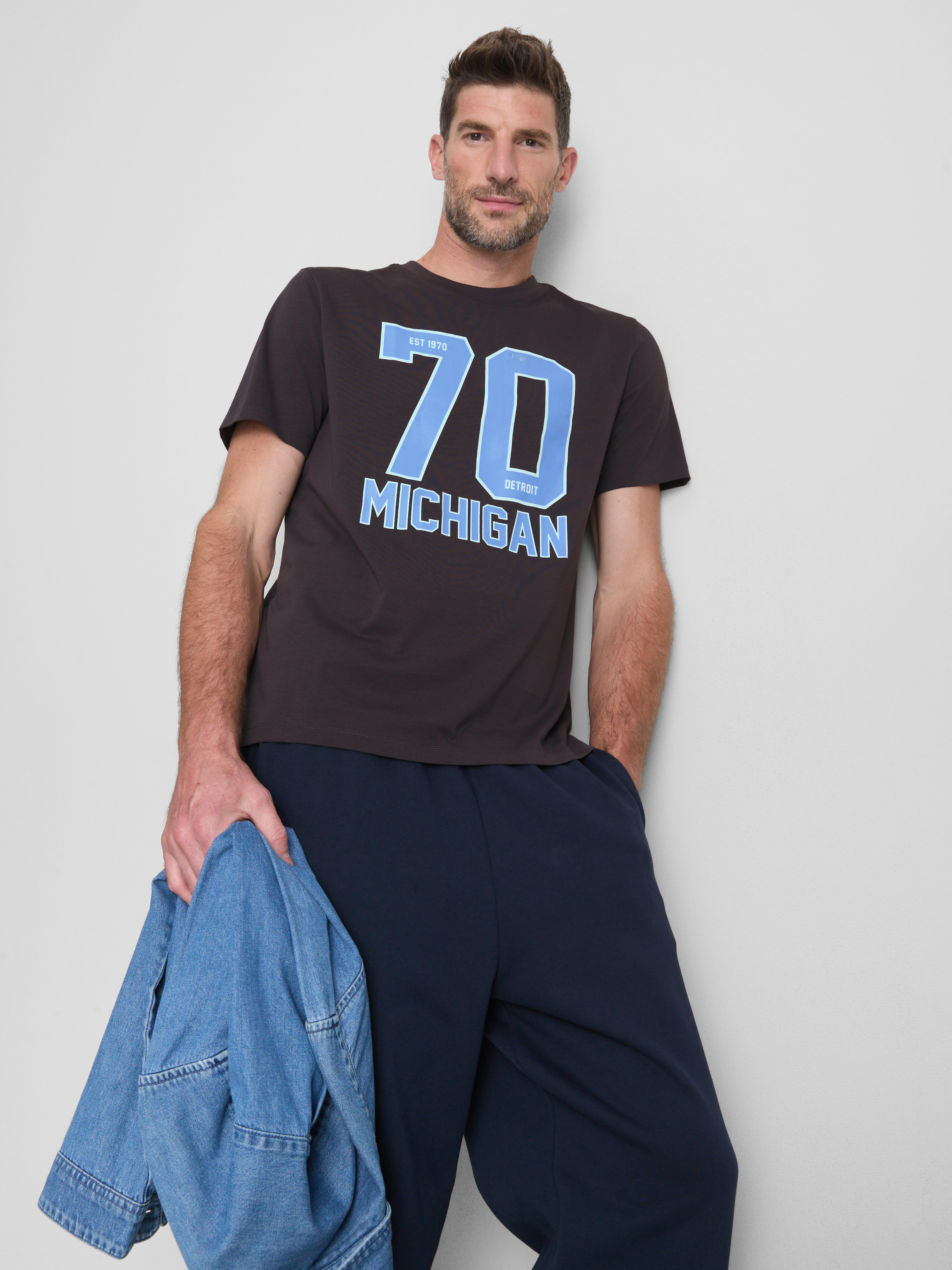 „Michigan“ T-Shirt aus reiner Baumwolle mit Grafik