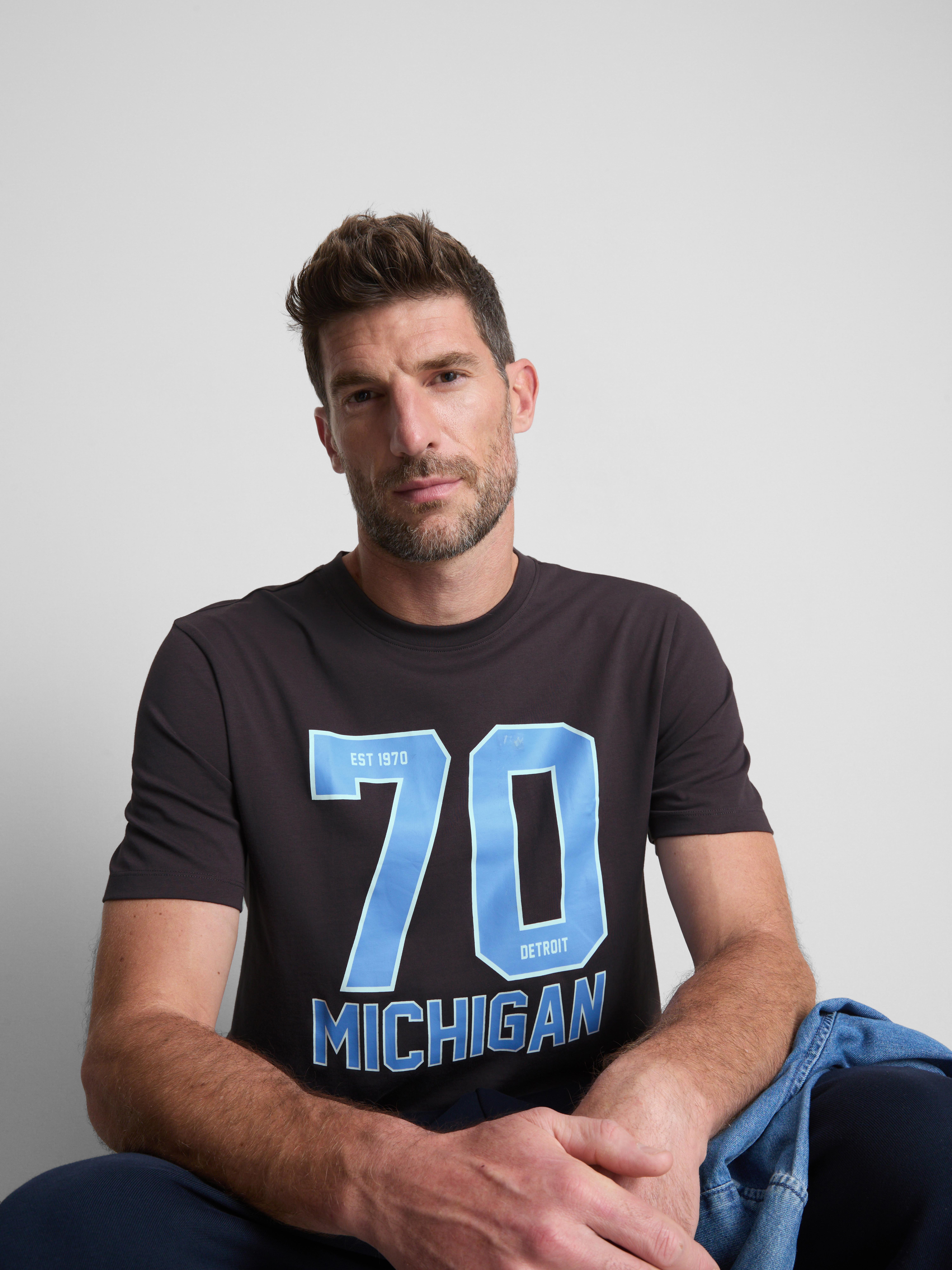 „Michigan“ T-Shirt aus reiner Baumwolle mit Grafik