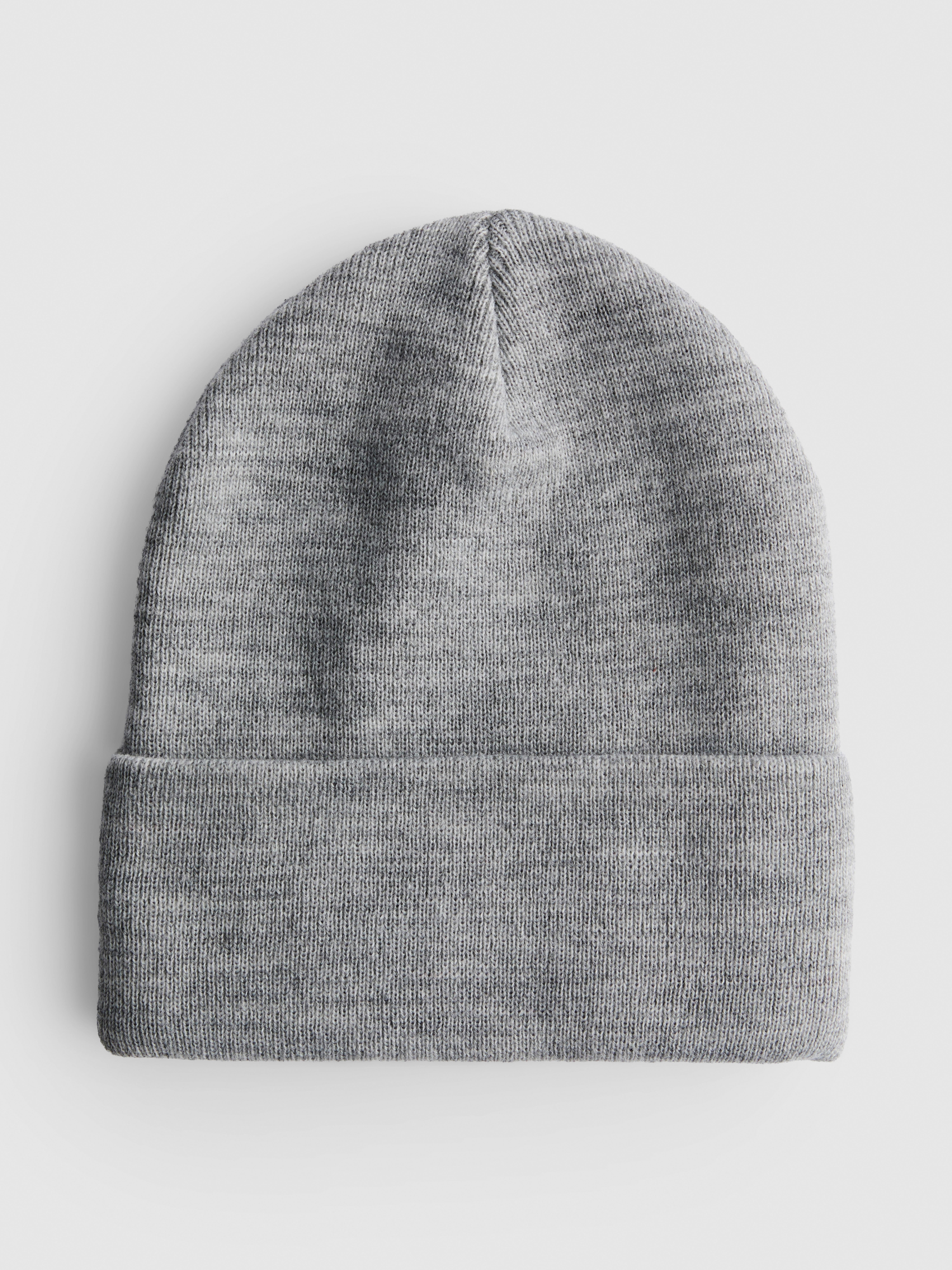 Gorro de punto con borde vuelto ancho Gris jaspeado
