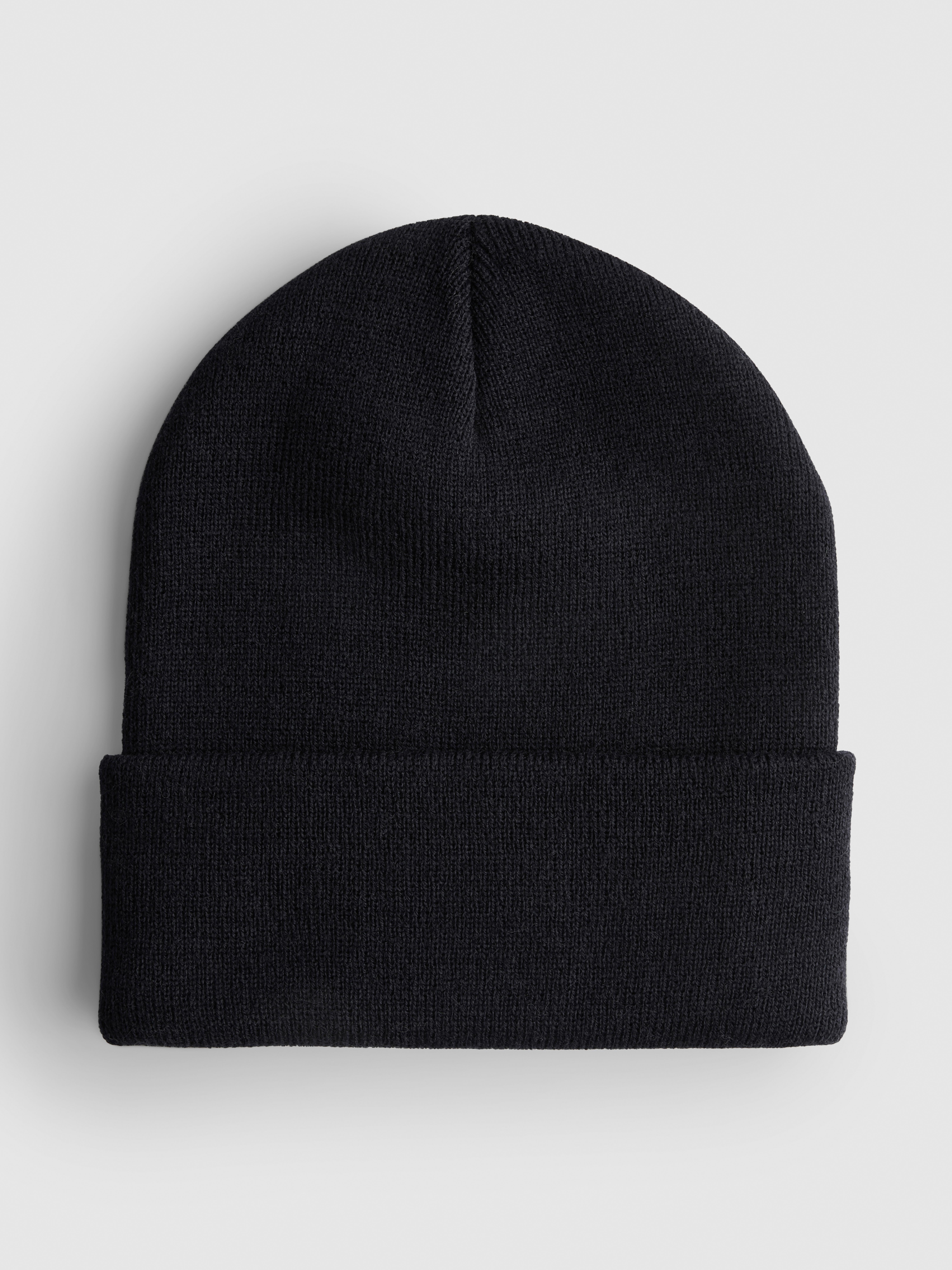 Gorro de punto con borde vuelto ancho Negro