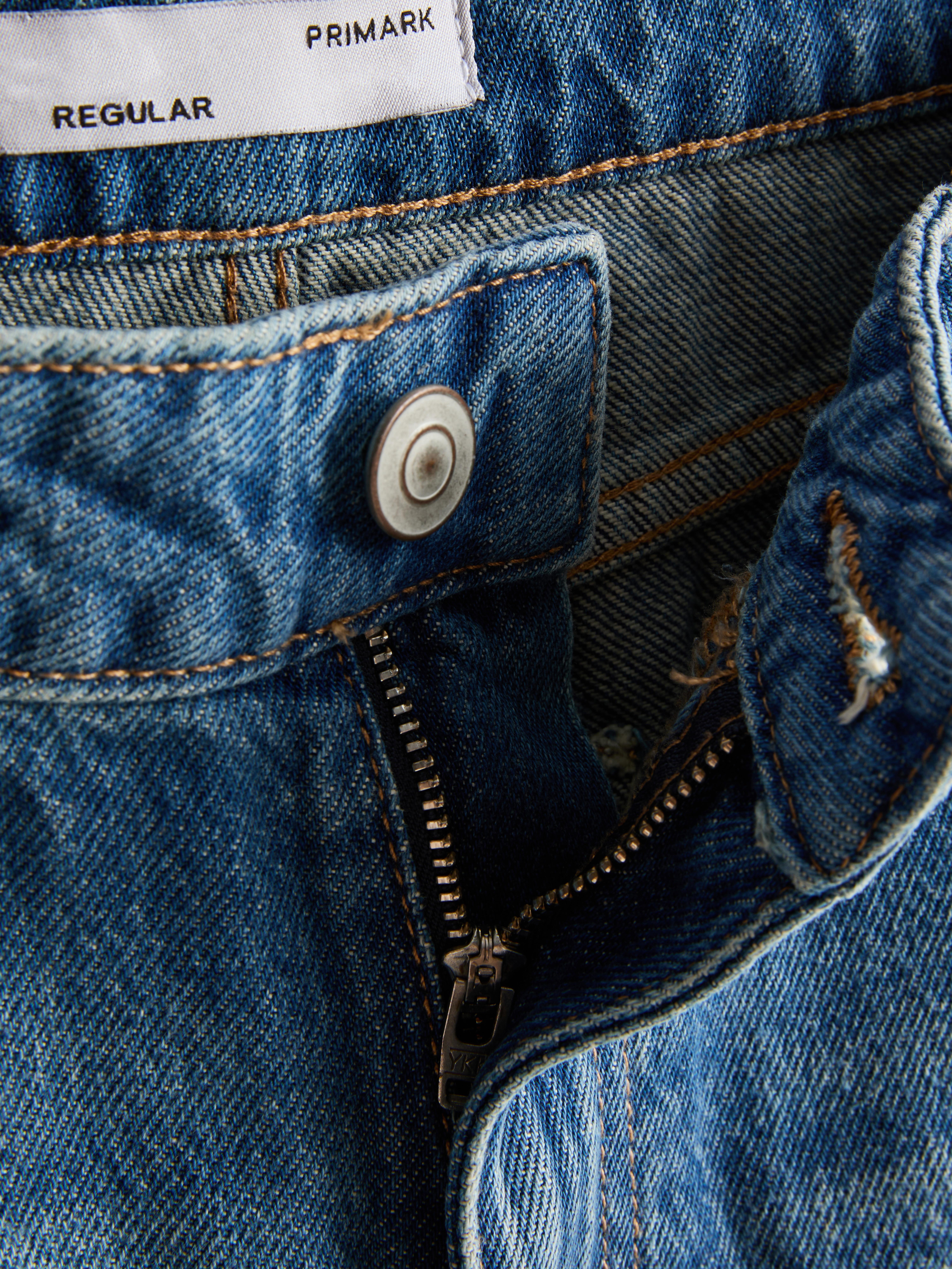 Cotton Denim Distressed Wide-Leg Jeans