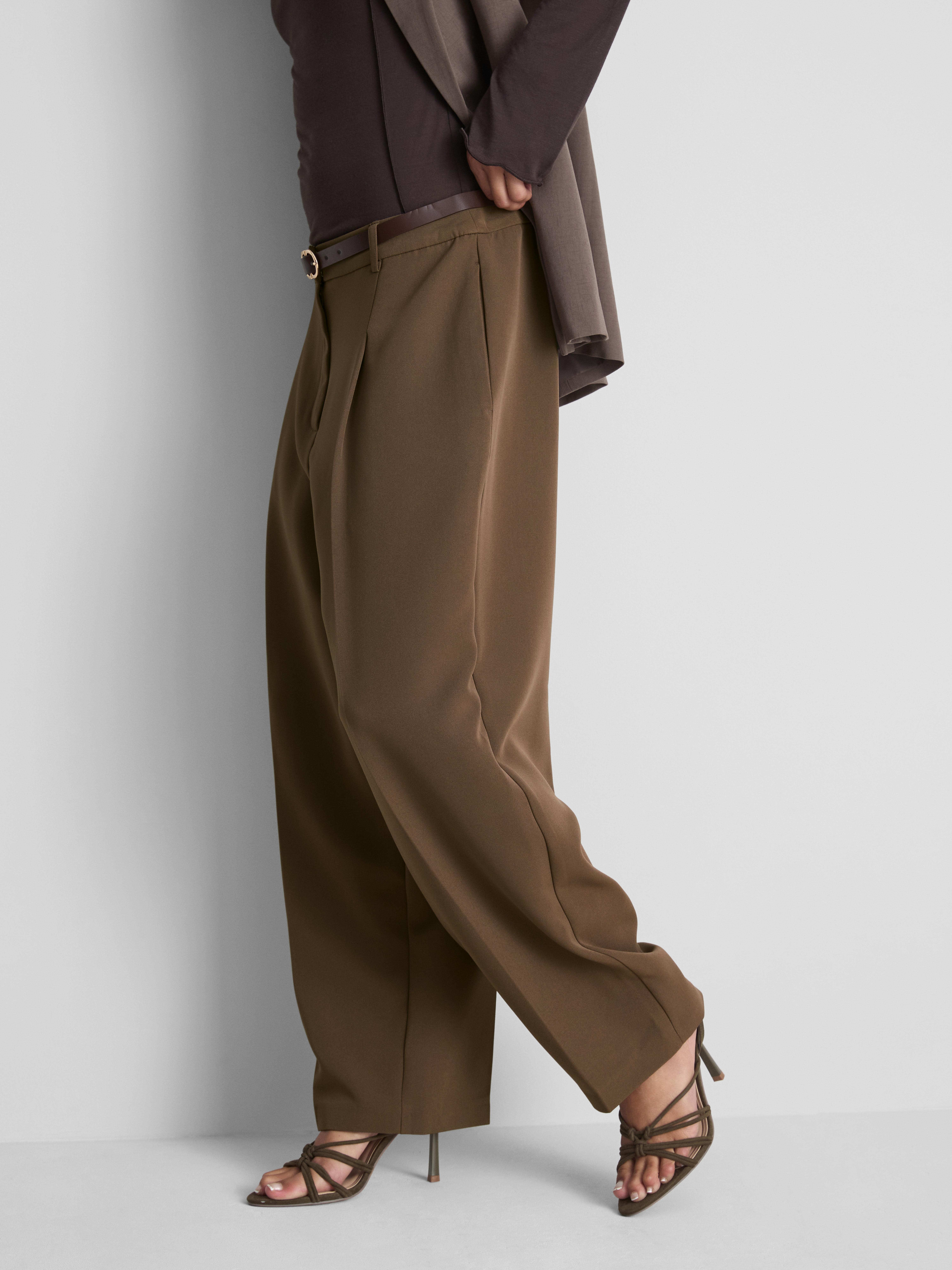 Women's Taupe Tailored Belted Wide Leg Pants | Primark