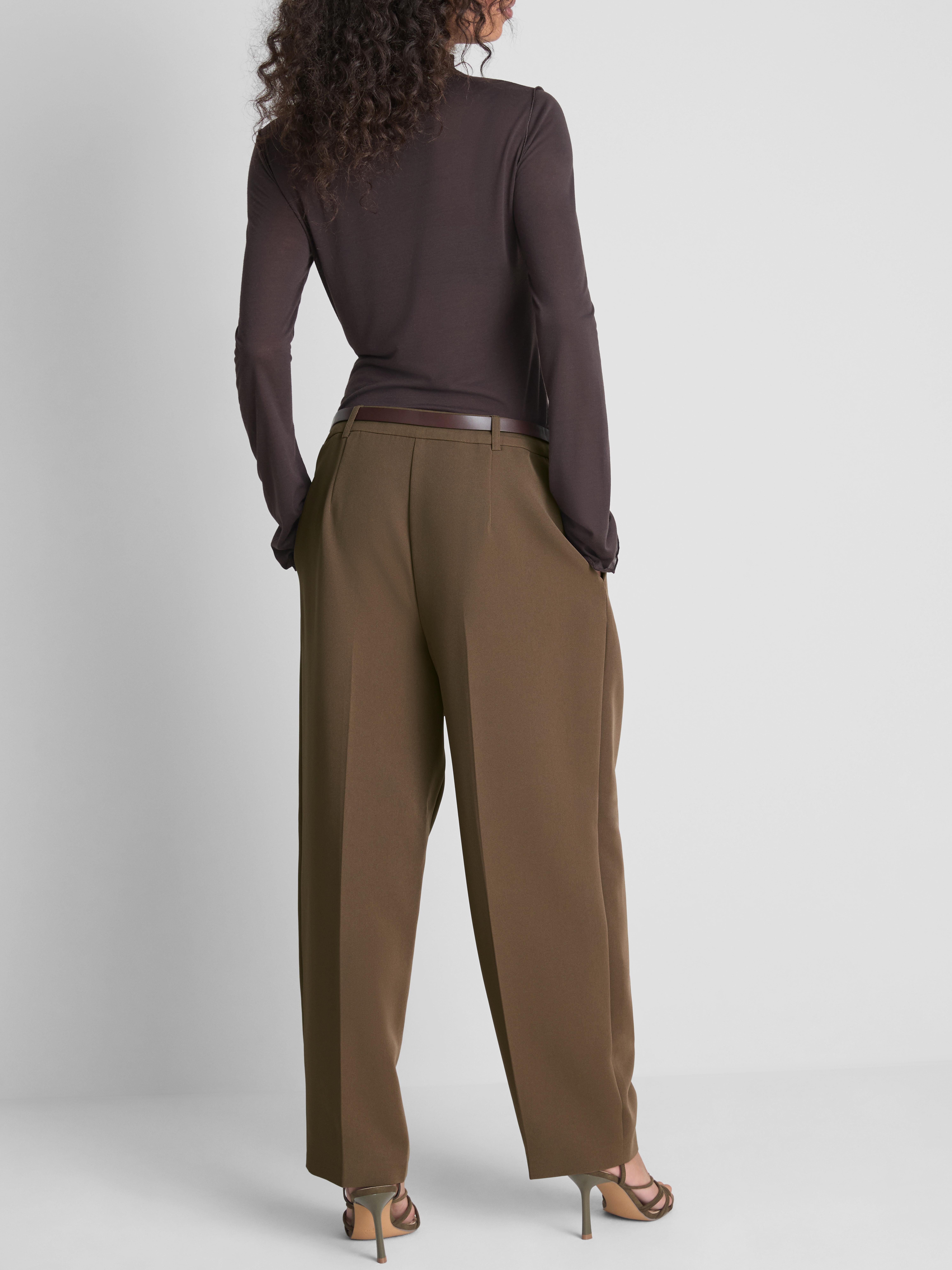 Women's Taupe Tailored Belted Wide Leg Pants | Primark