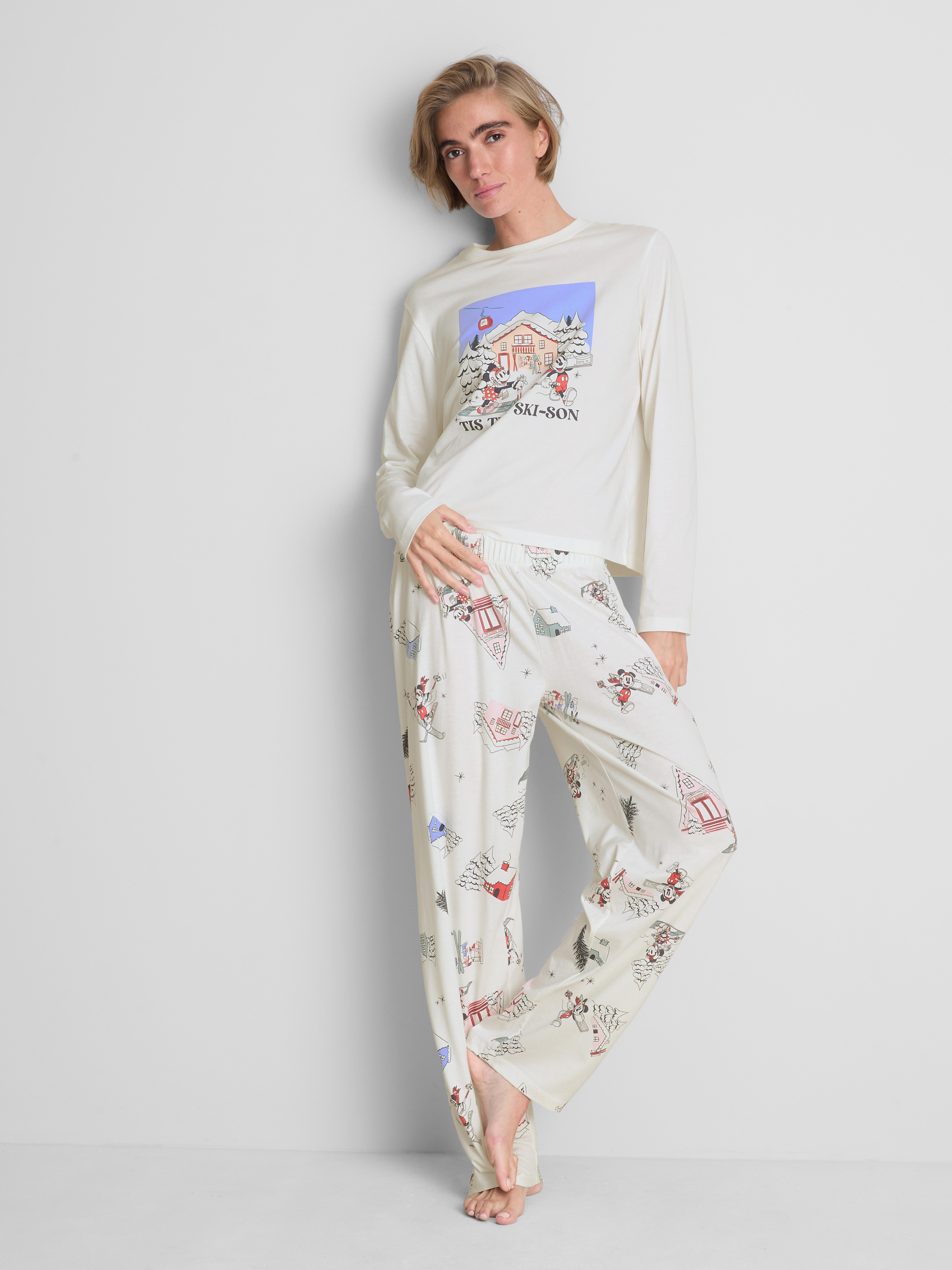 Disney’s Mickey Mouse Pure Cotton Ski Print Long Pajamas