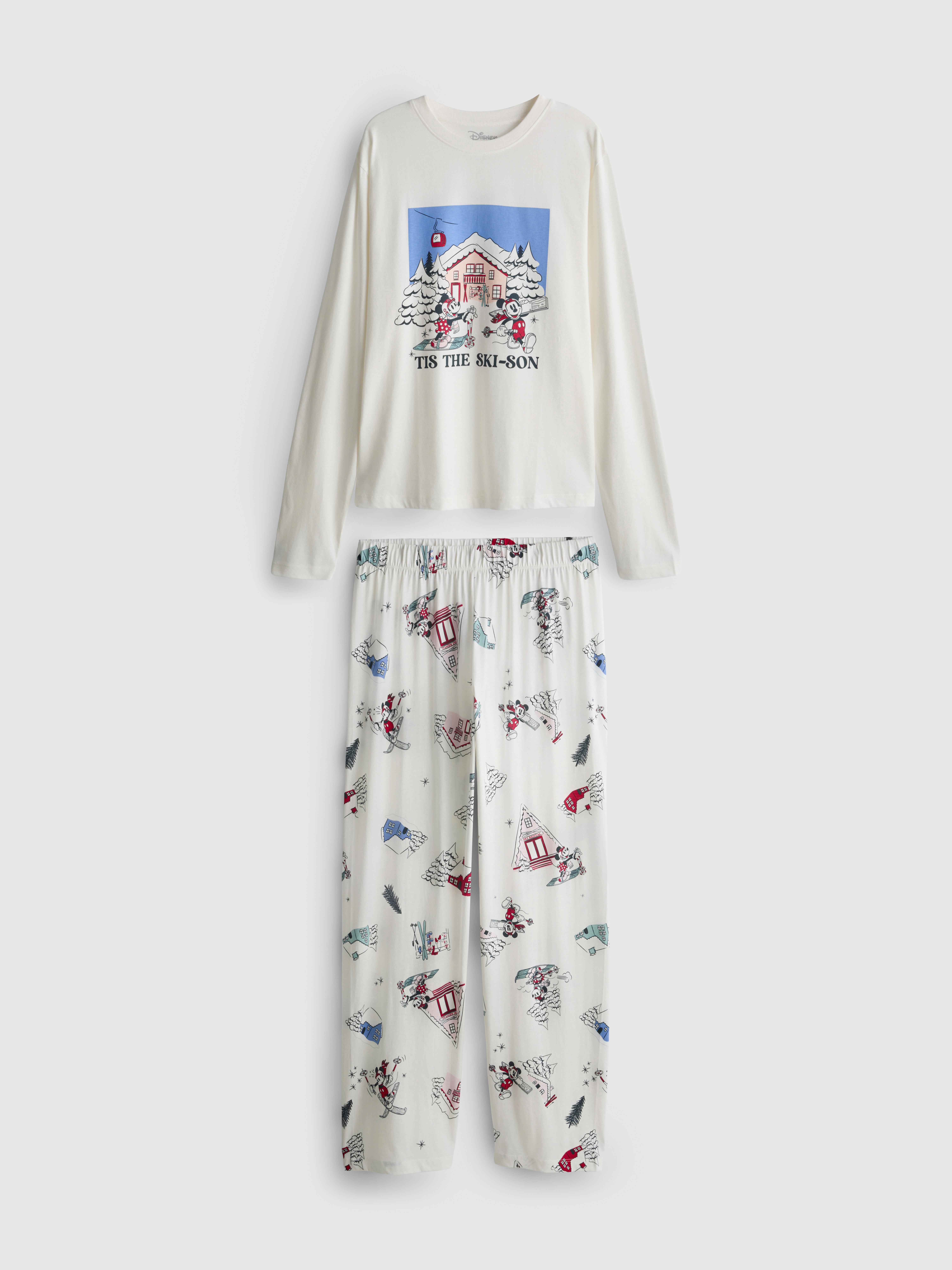 Disney’s Mickey Mouse Pure Cotton Ski Print Long Pajamas