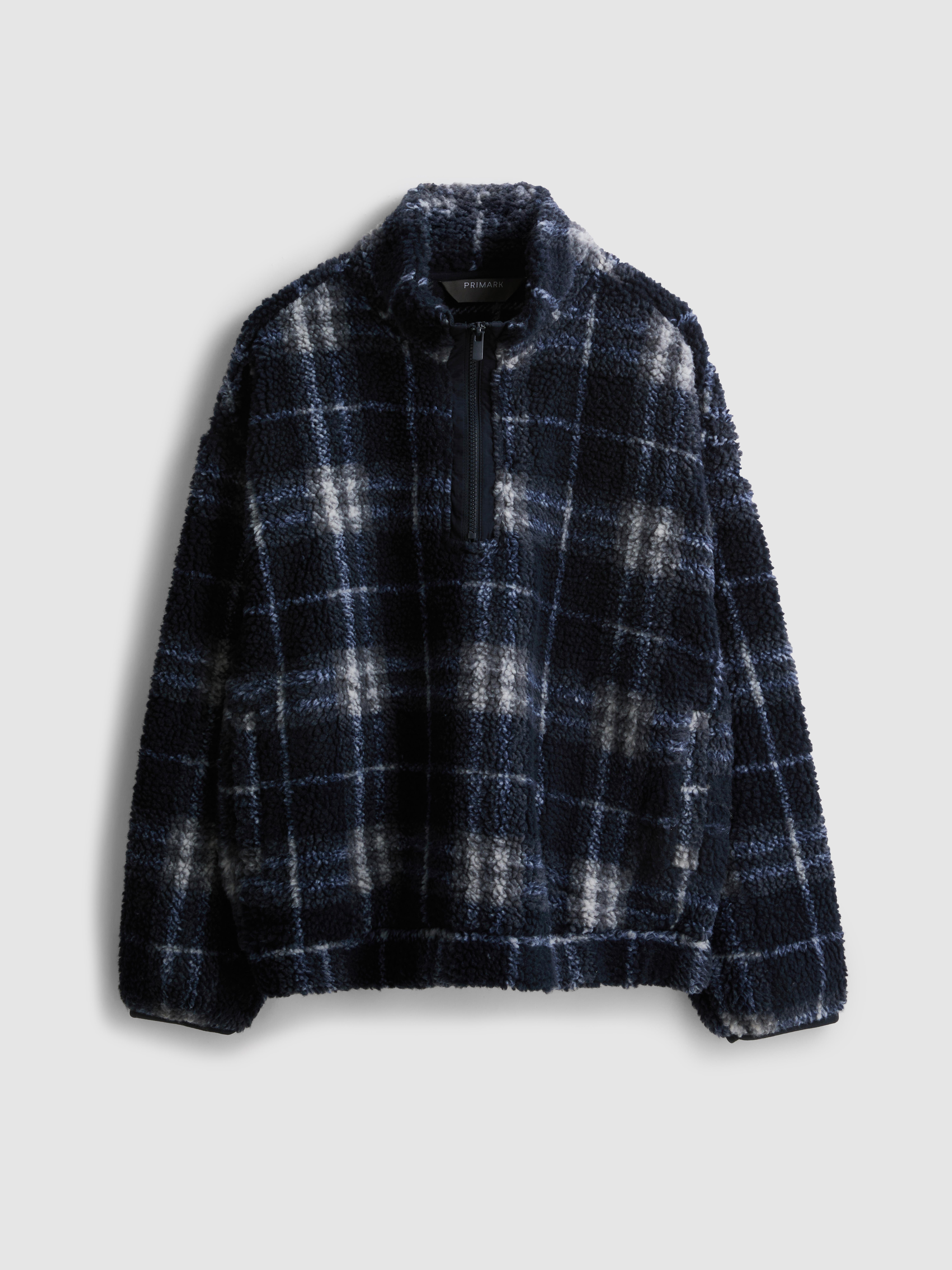 Check Half Zip Fleece Sweatshirt
