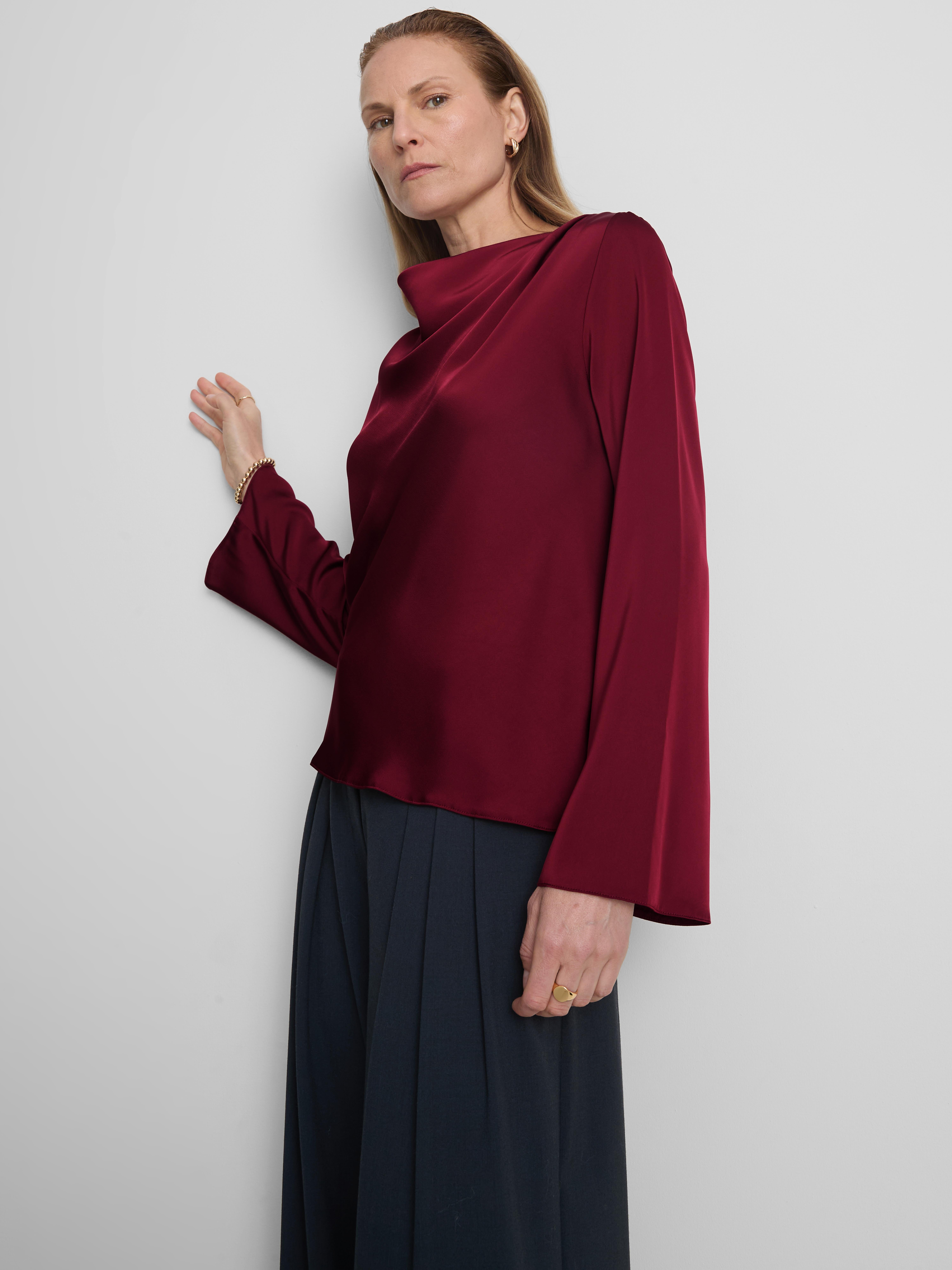 Satin Cowl Neck Blouse