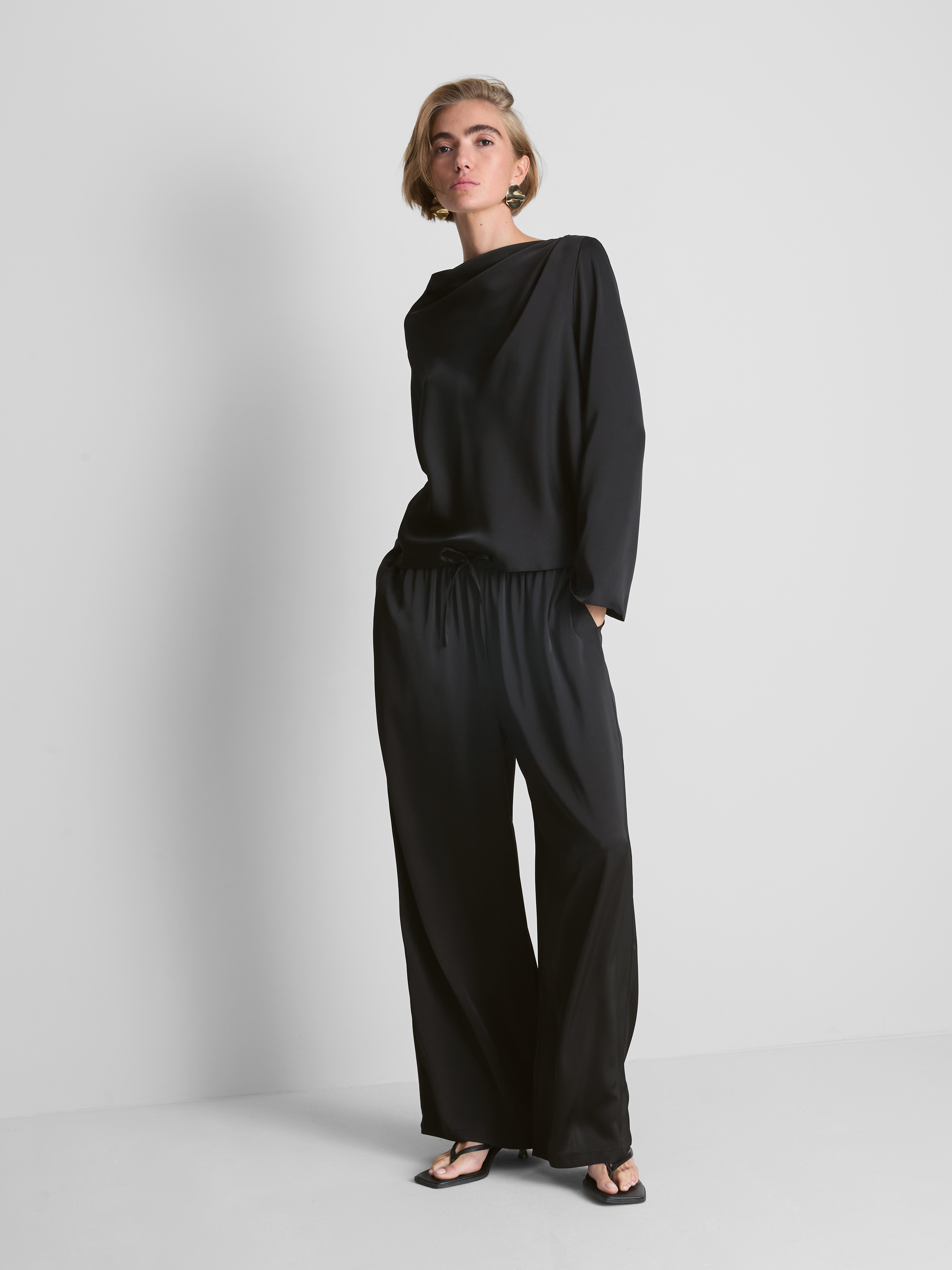 Satin Cowl Neck Blouse