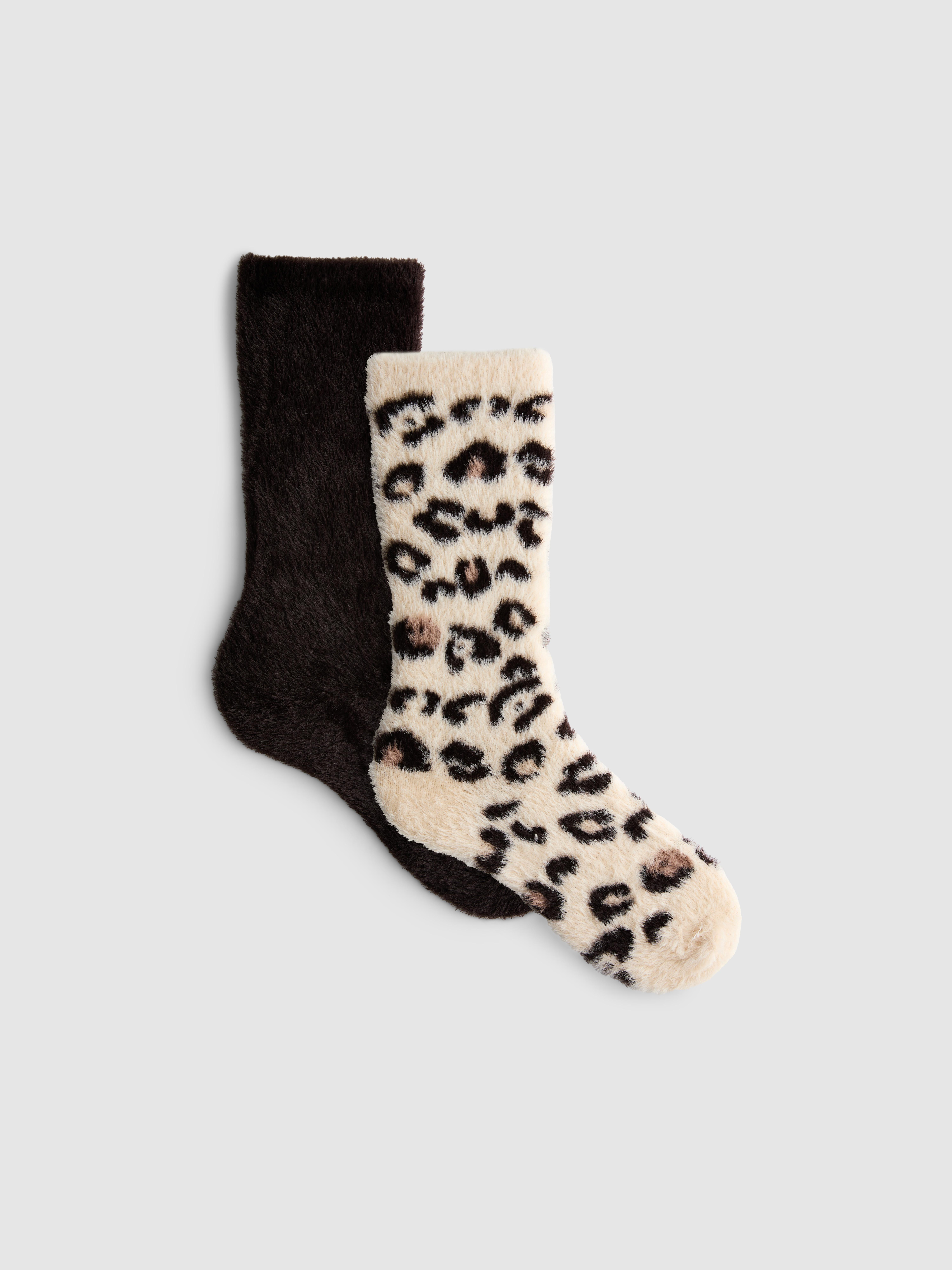2pk Fluffy Slipper Socks