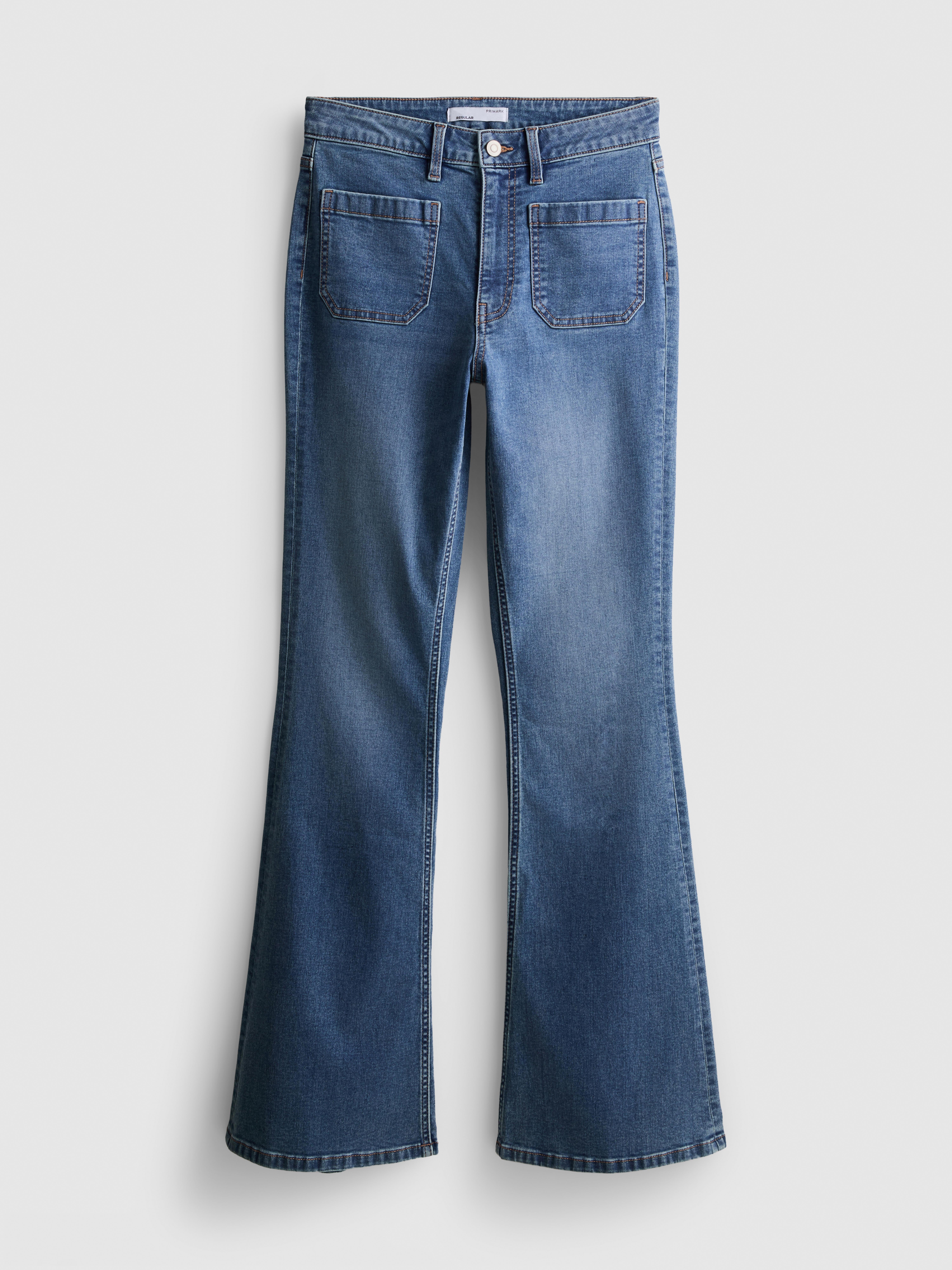 Cotton-Rich Denim Patch-Pocket Flared Jeans
