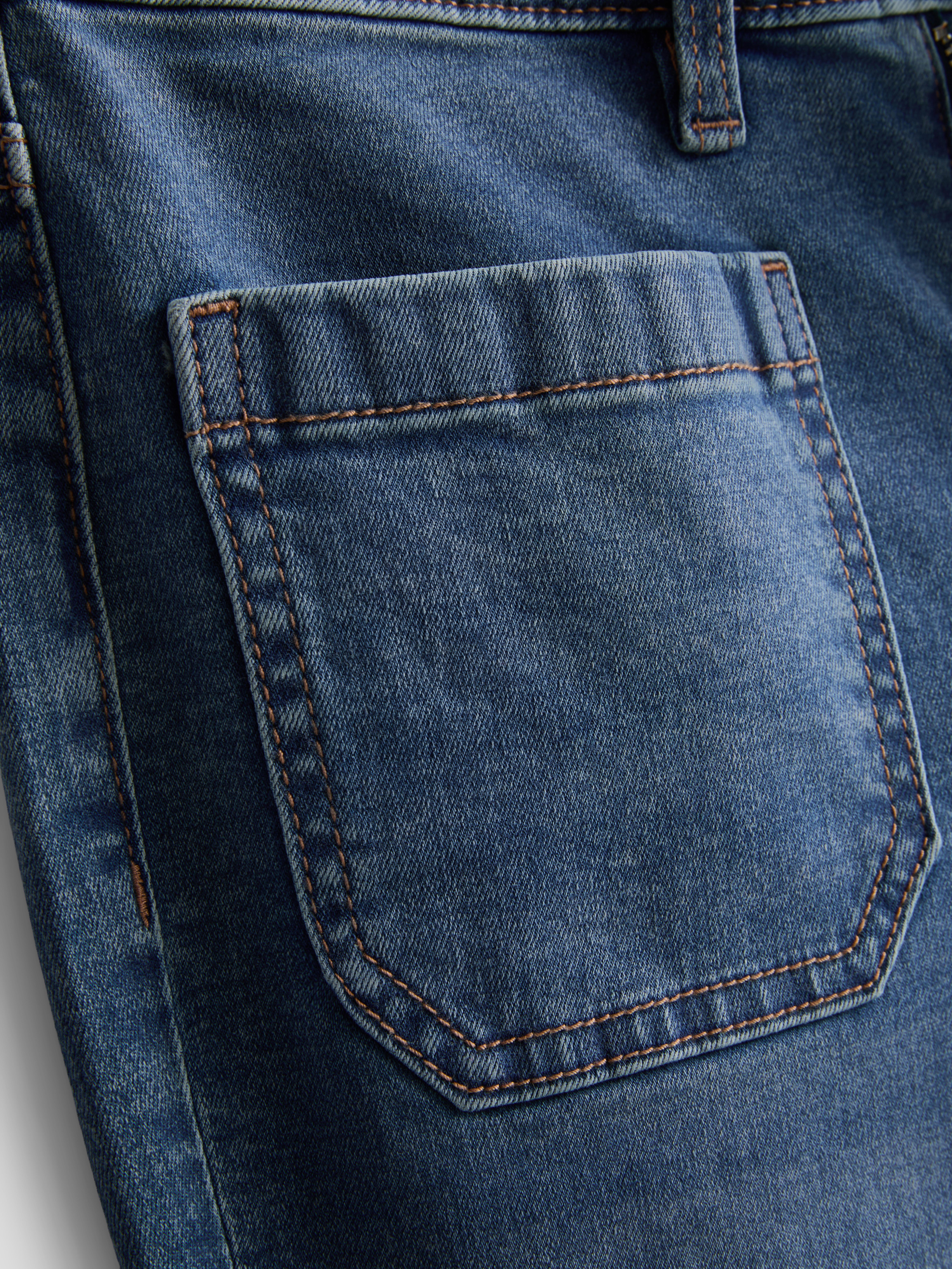 Cotton-Rich Denim Patch-Pocket Flared Jeans