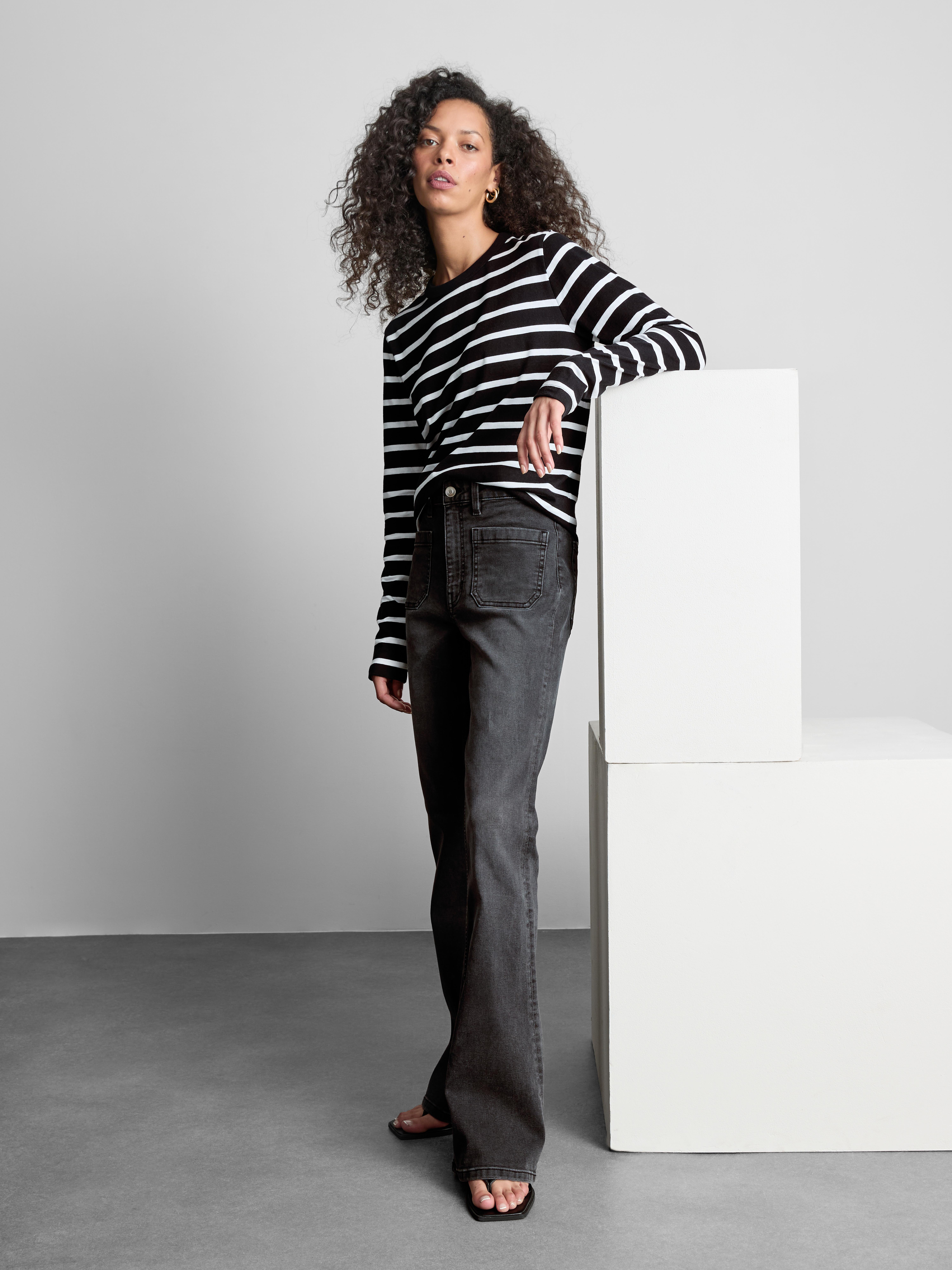 Cotton-Rich Denim Patch-Pocket Flared Jeans