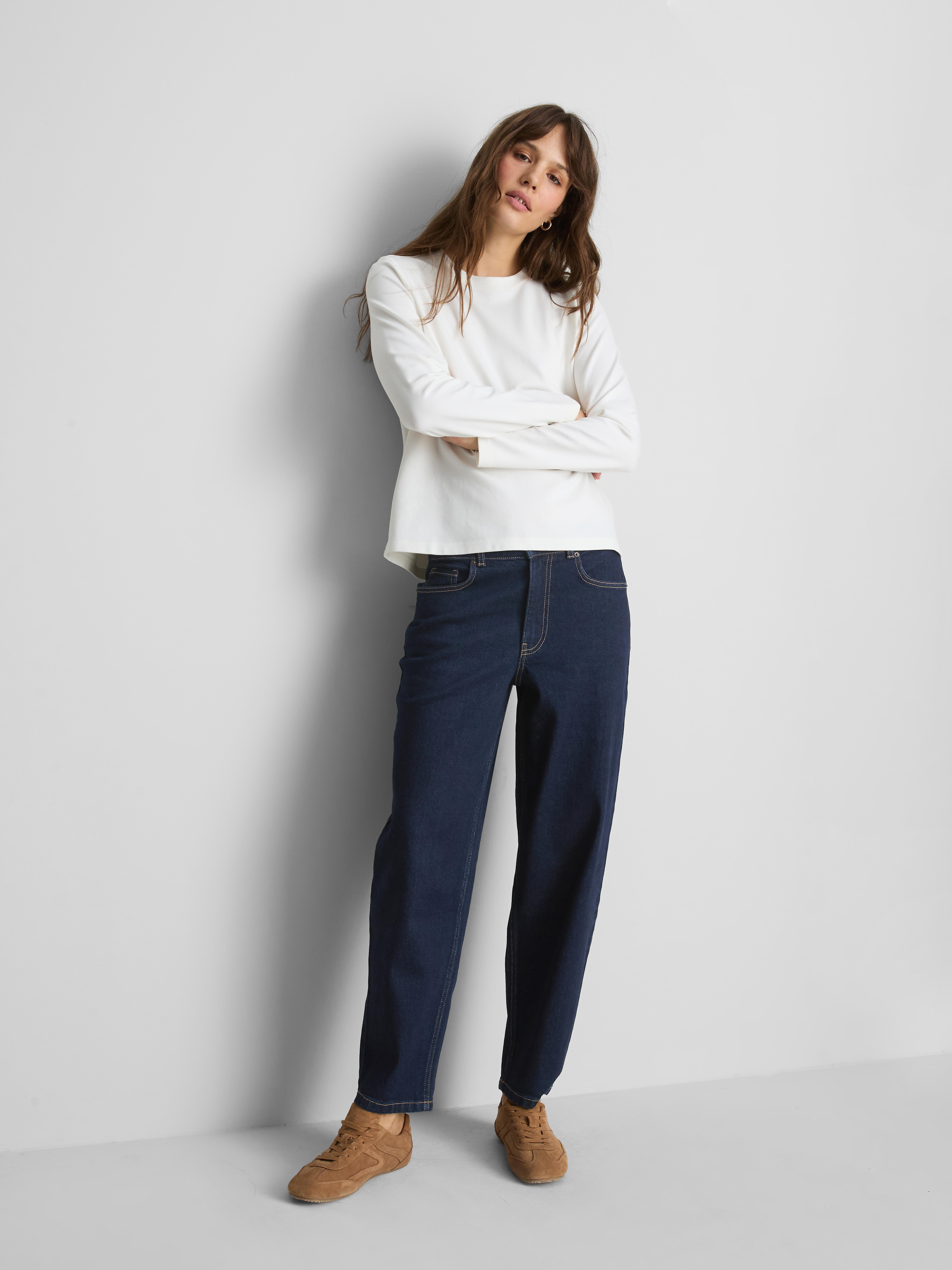 Cotton Rich Denim Tapered Straight Leg Jeans