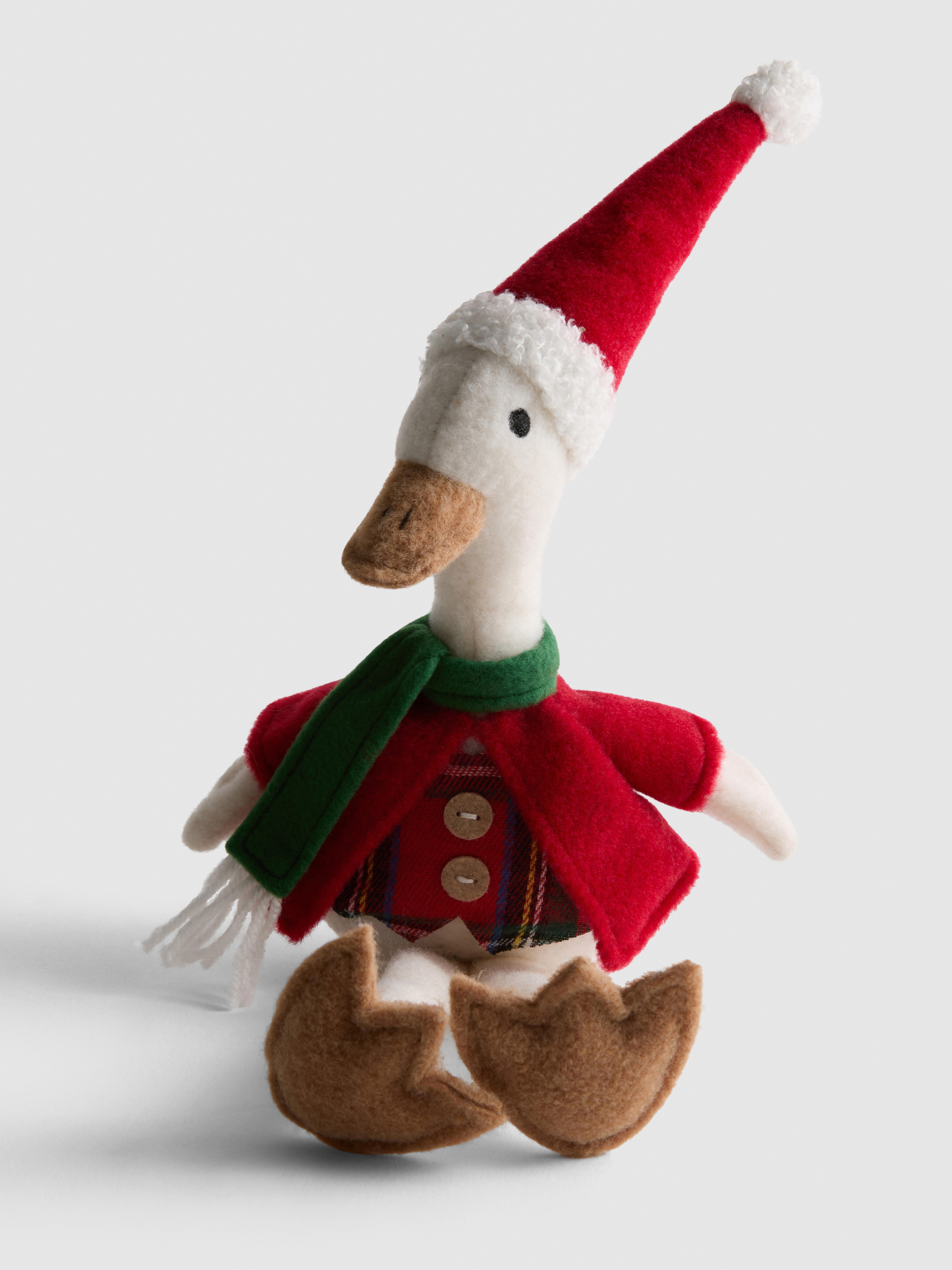 Stehende Weihnachtsgans-Deko - Weiß