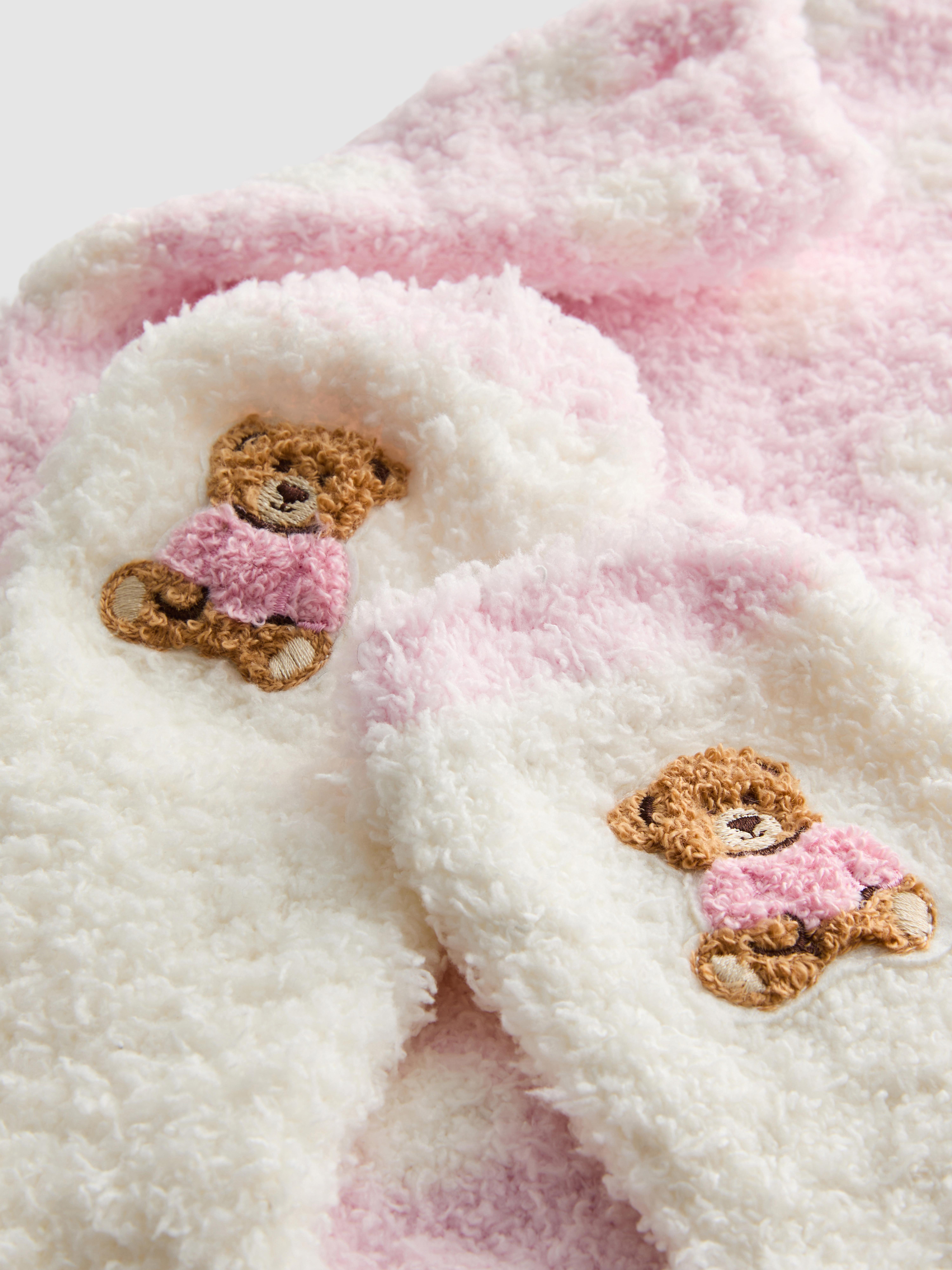 2pk Teddy Bear Fluffy Crew Socks