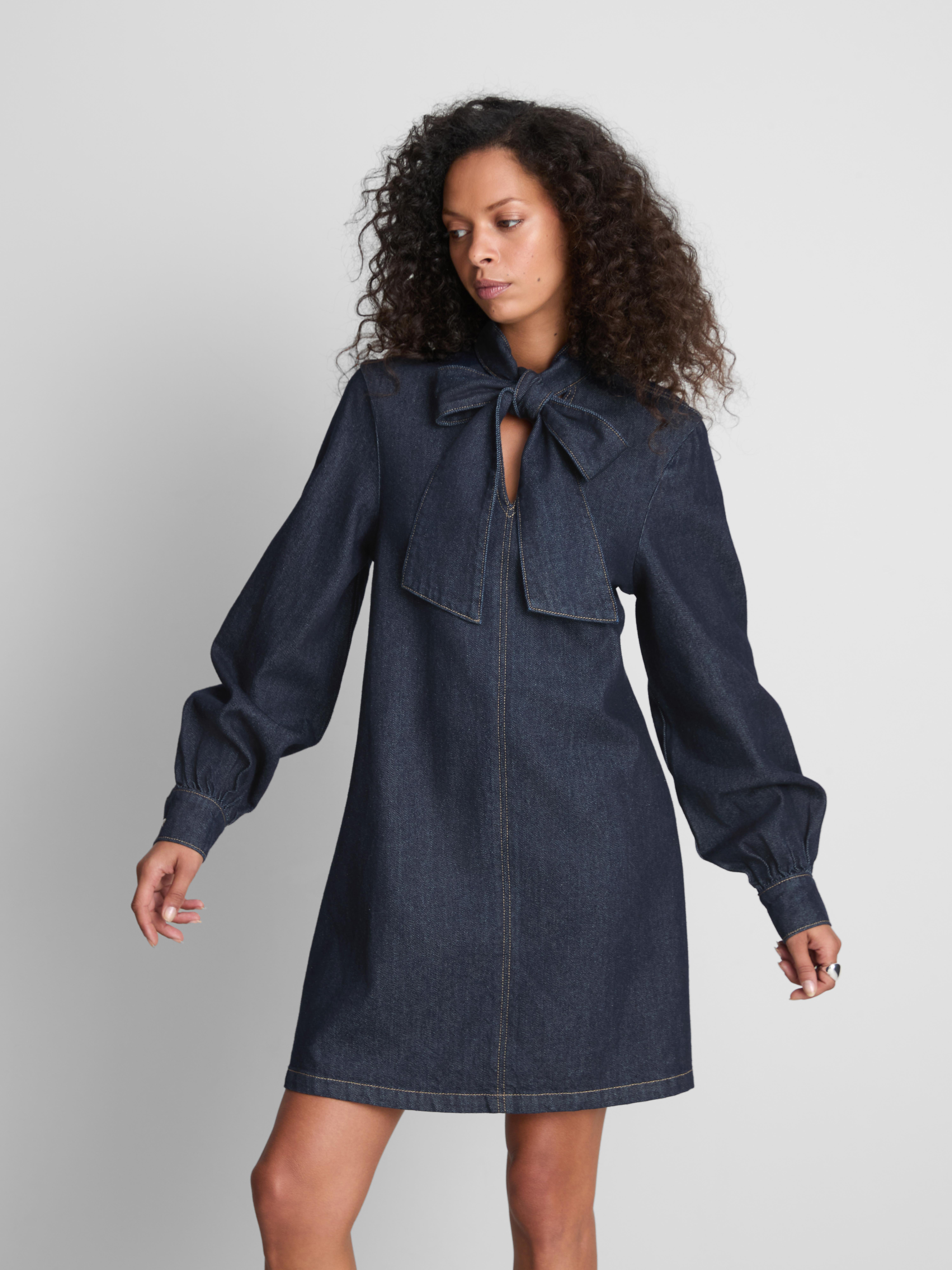 Paula Echevarría Denim Bow A-Line Mini Dress
