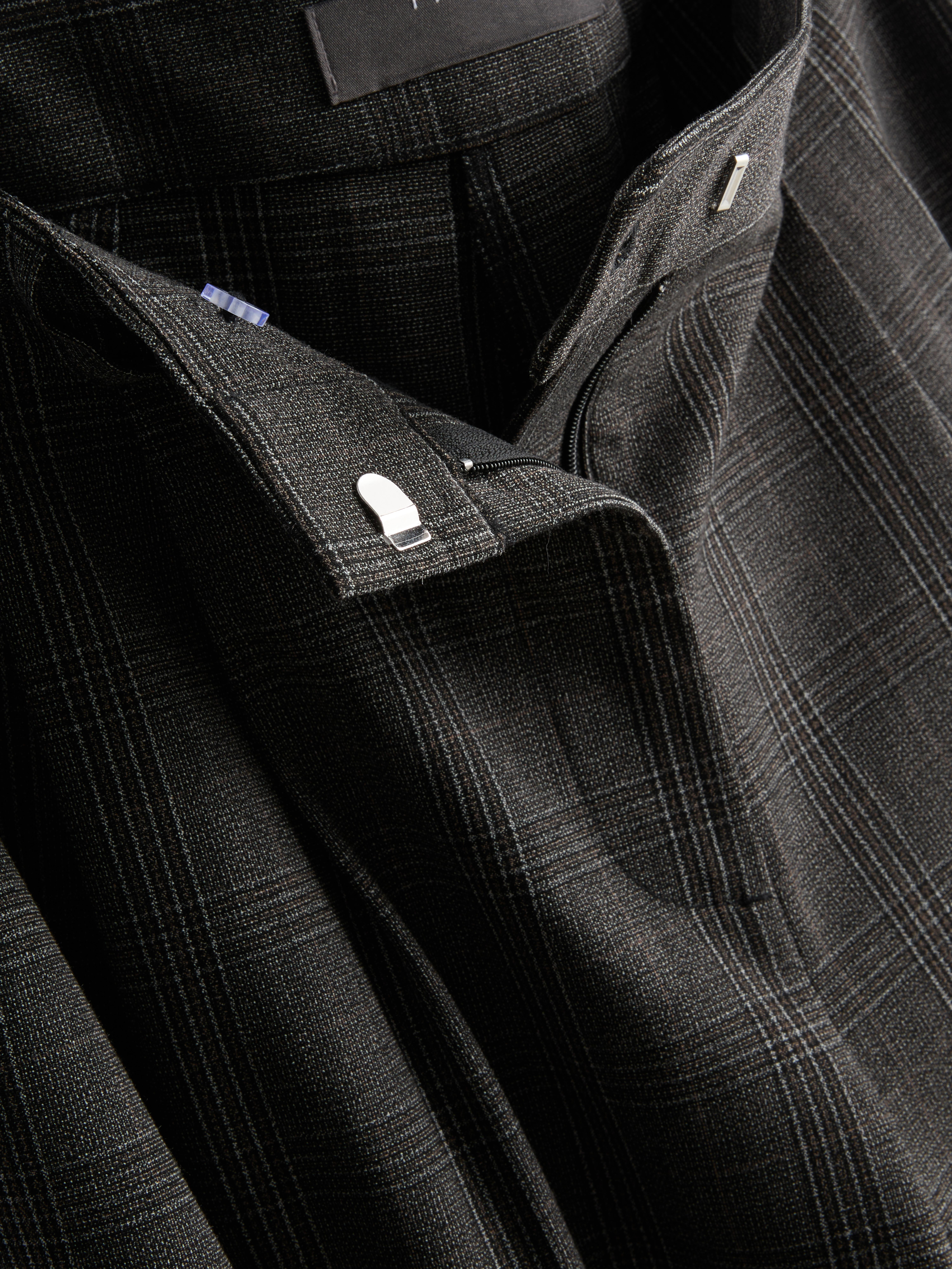 Pleated Check Wide Leg Pants