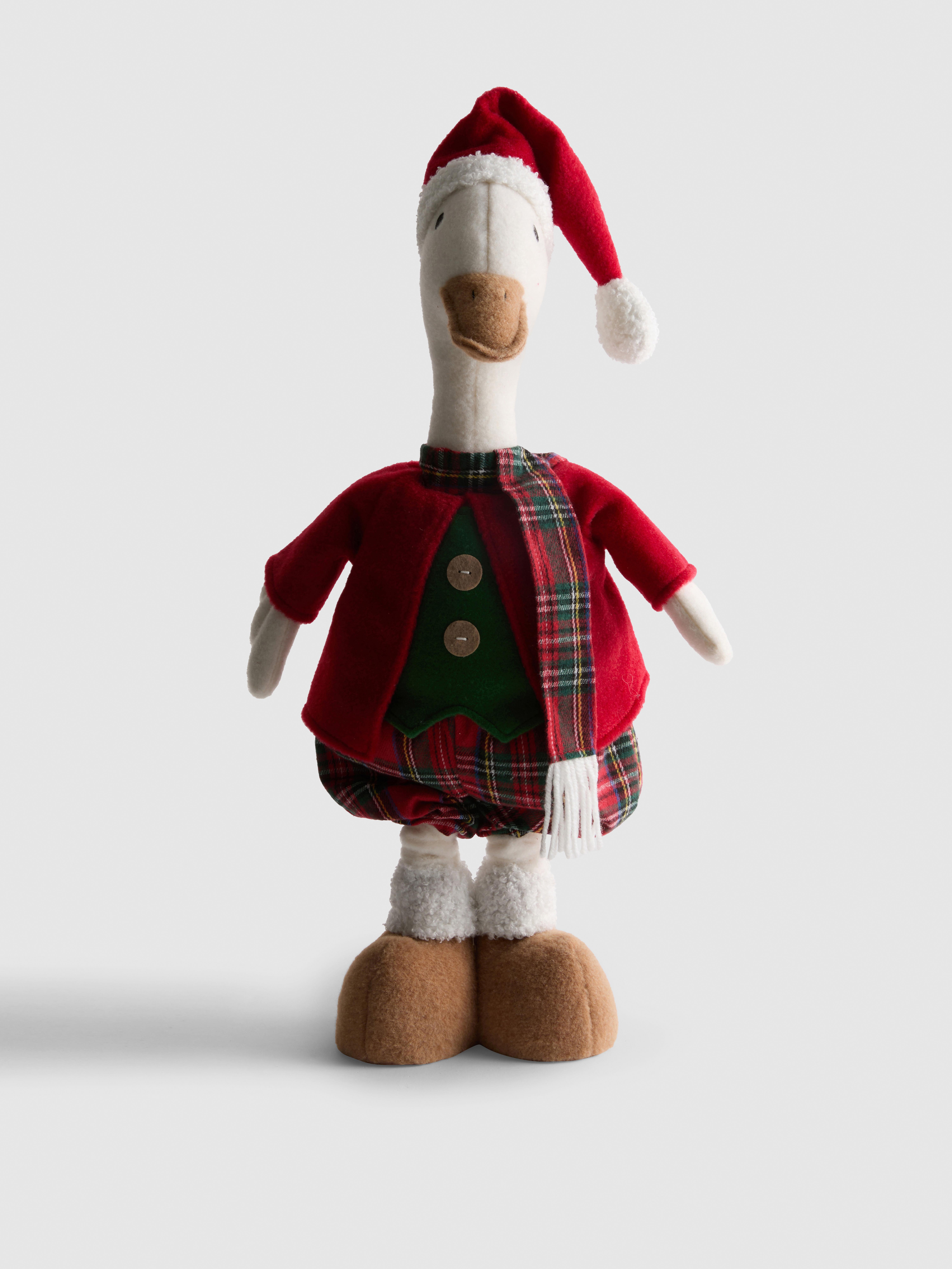 Weihnachtsgans-Deko mit ausziehbaren Beinen - Weiß