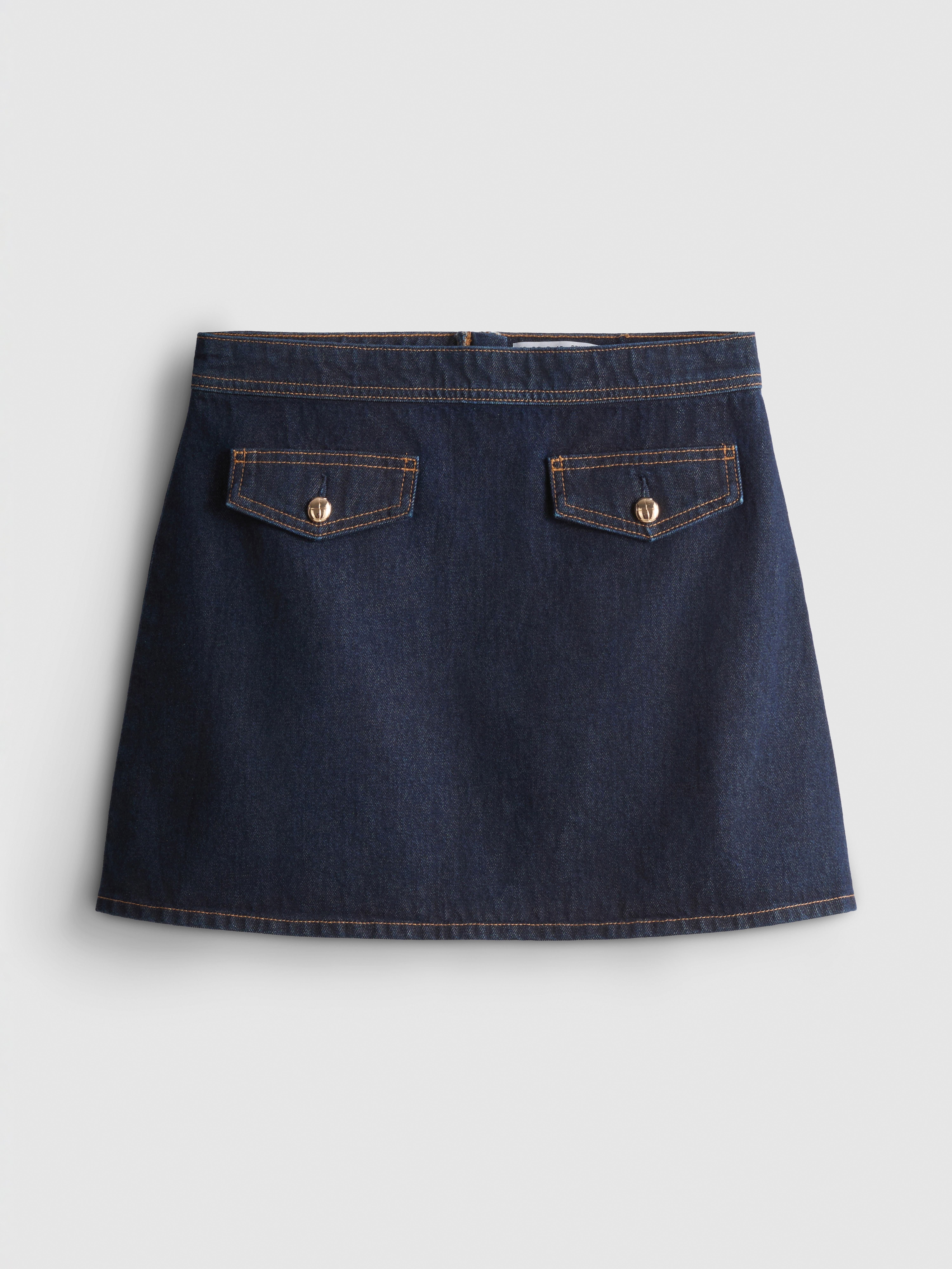 Paula Echevarría Cotton Denim Pocket Detail Mini Skirt