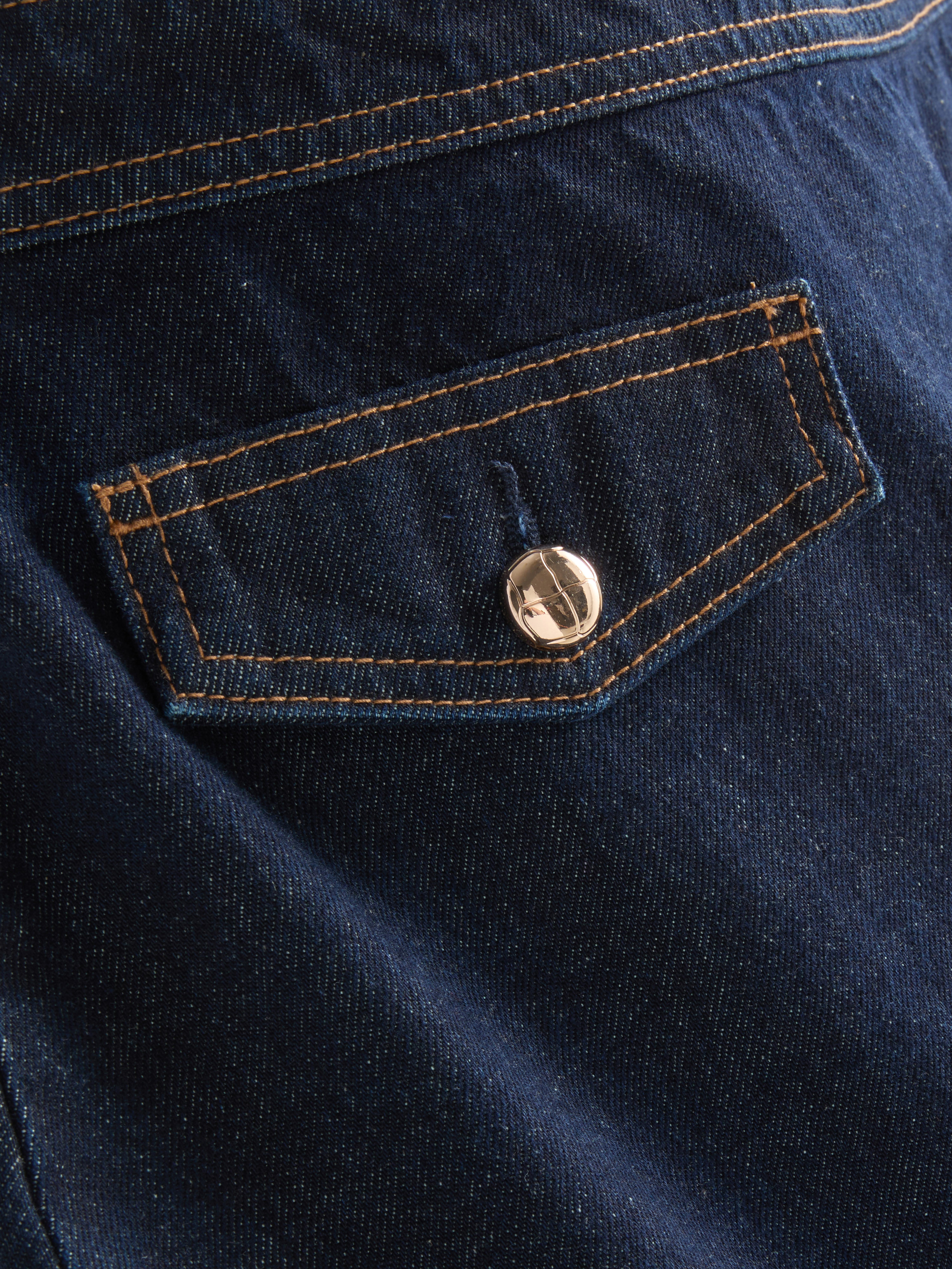 Paula Echevarría Cotton Denim Pocket Detail Mini Skirt