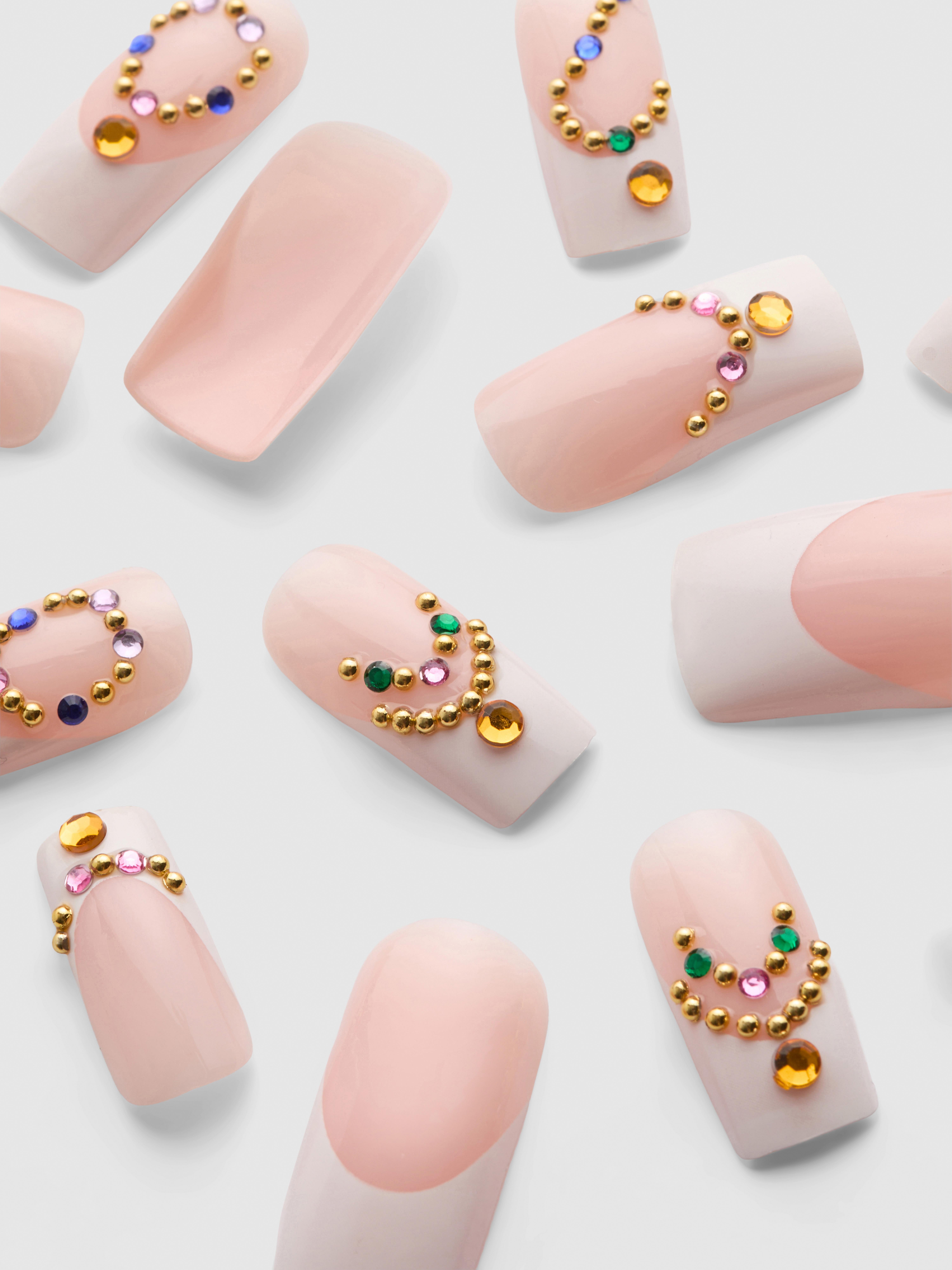 Gold PS... Long Square Gloss False Nails | Primark