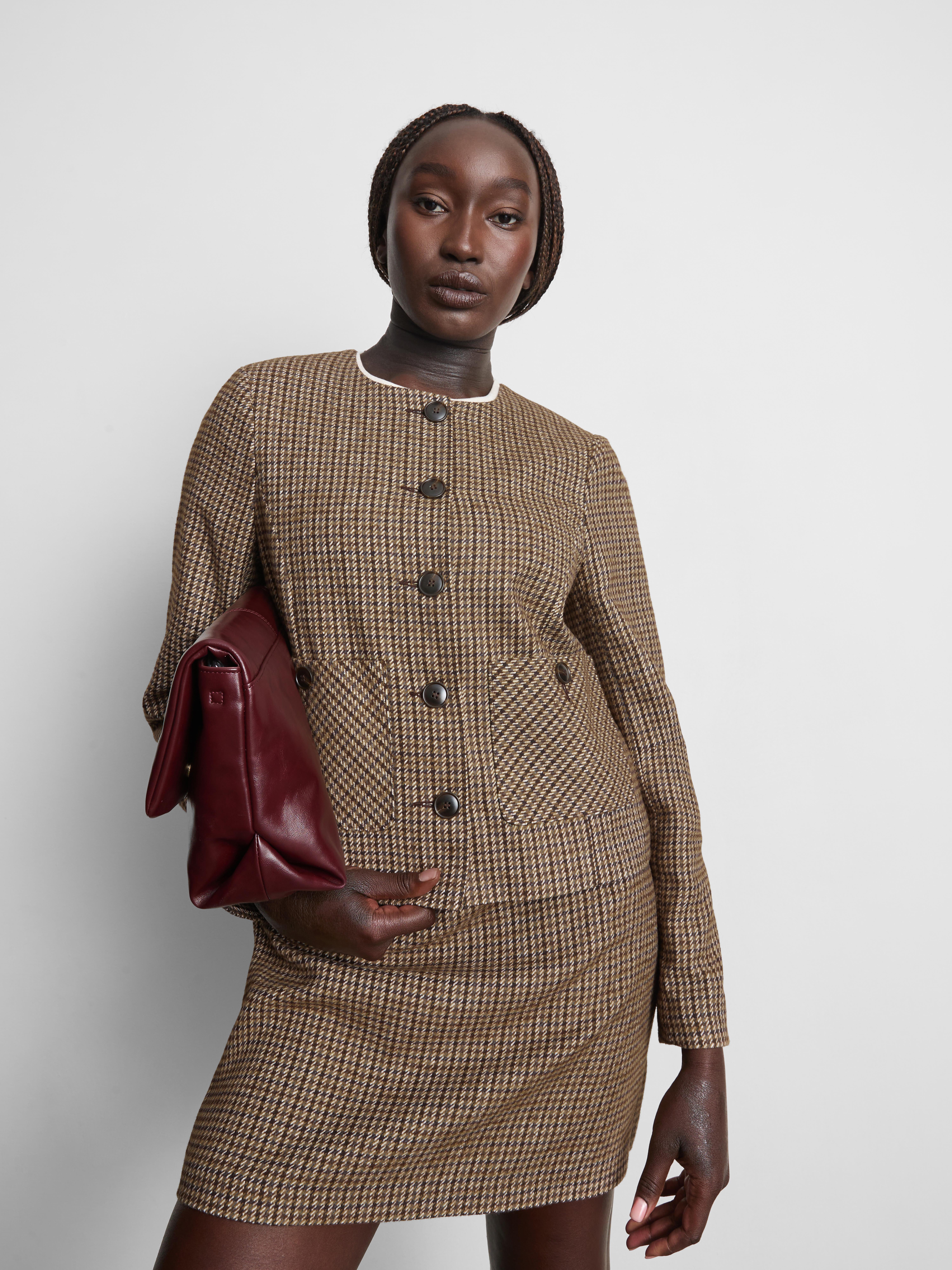 ジャケット・アウター Fano Studios brown check short coat Women's Brown Patch Pocket Short Check Jacket | Primark