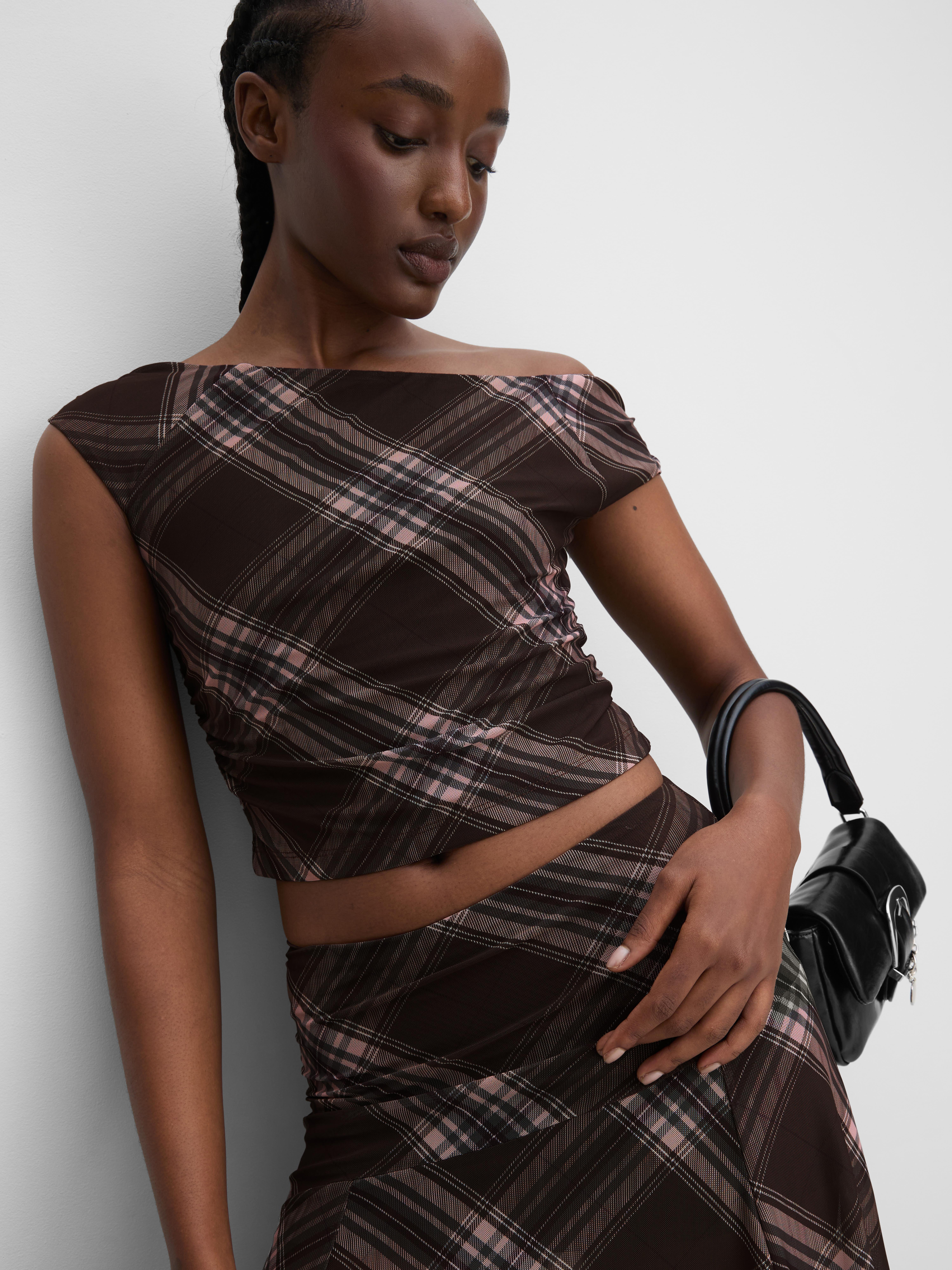 The Primark Scene | Check Boat Neck Crop Top