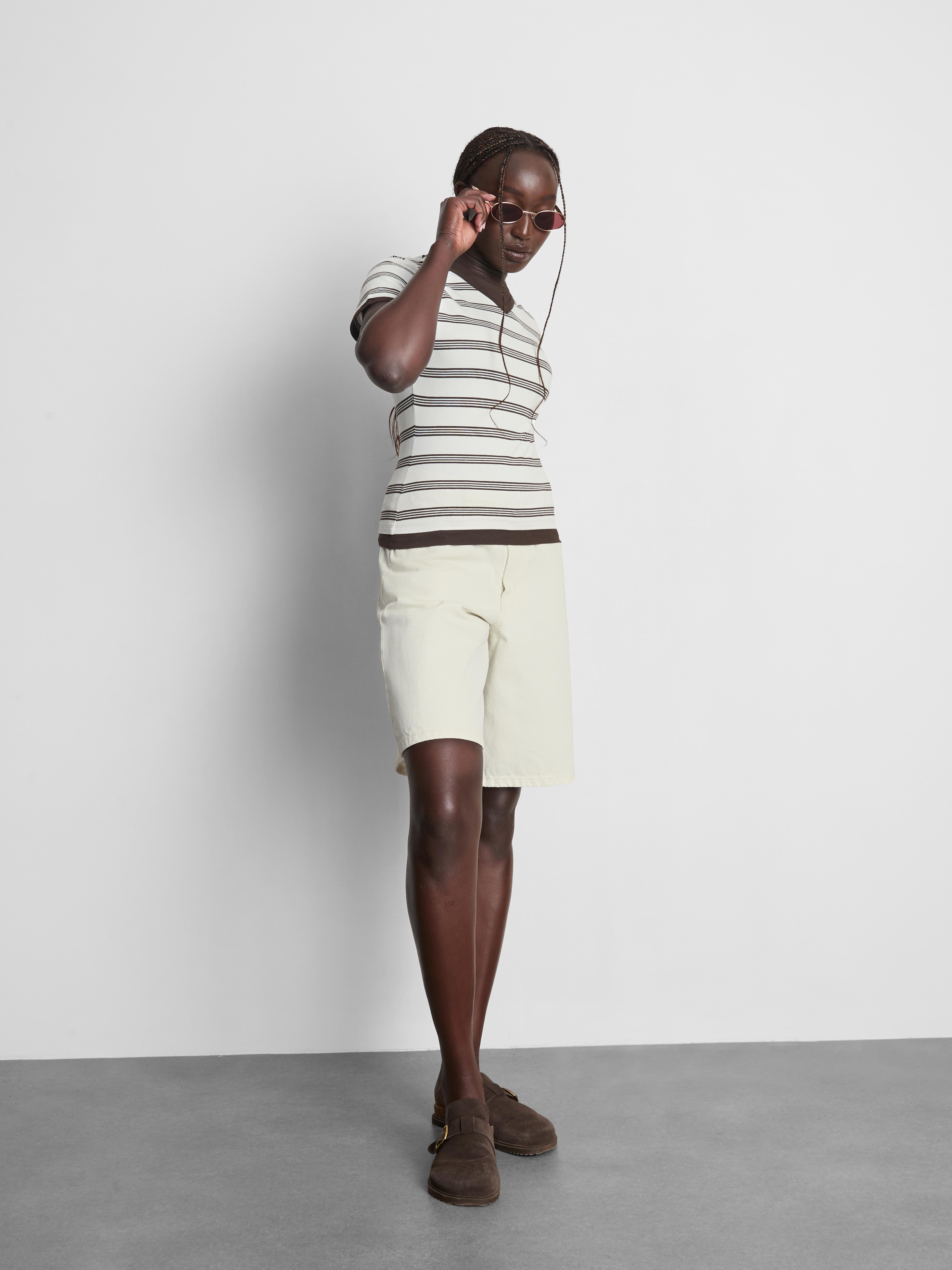 Pure Cotton Stripe V-Neck T-Shirt