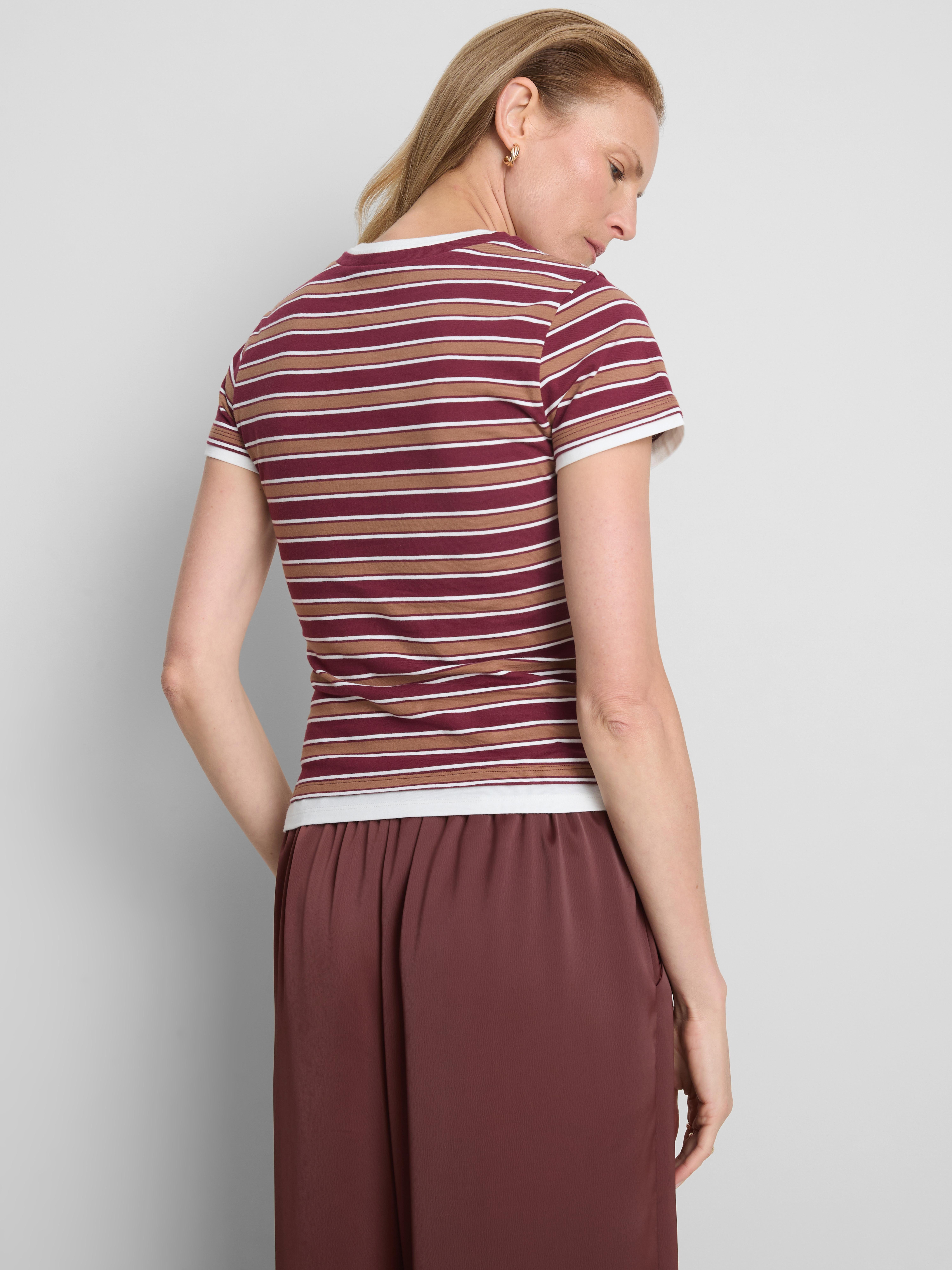 Pure Cotton Stripe V-Neck T-Shirt