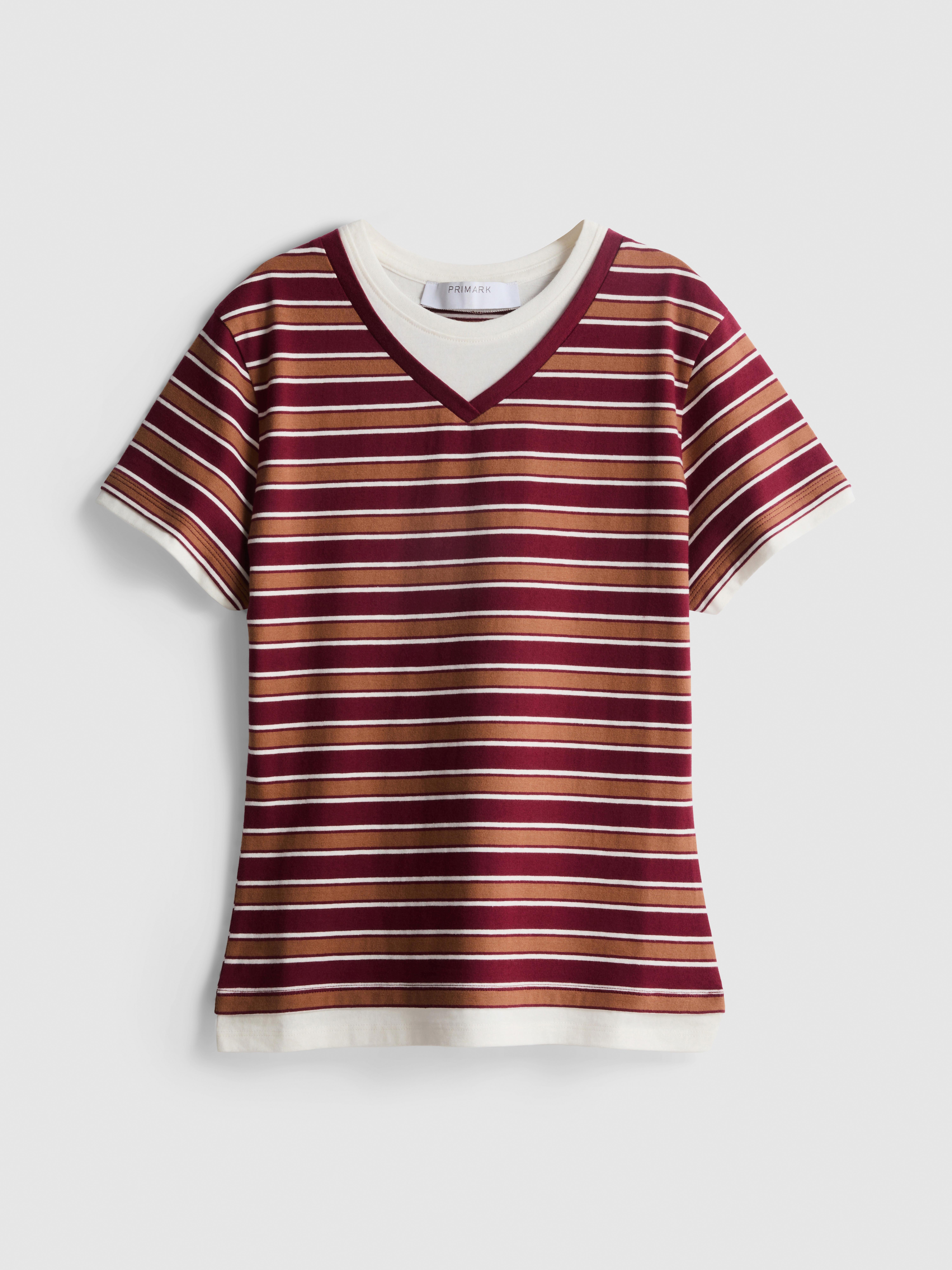 Pure Cotton Stripe V-Neck T-Shirt