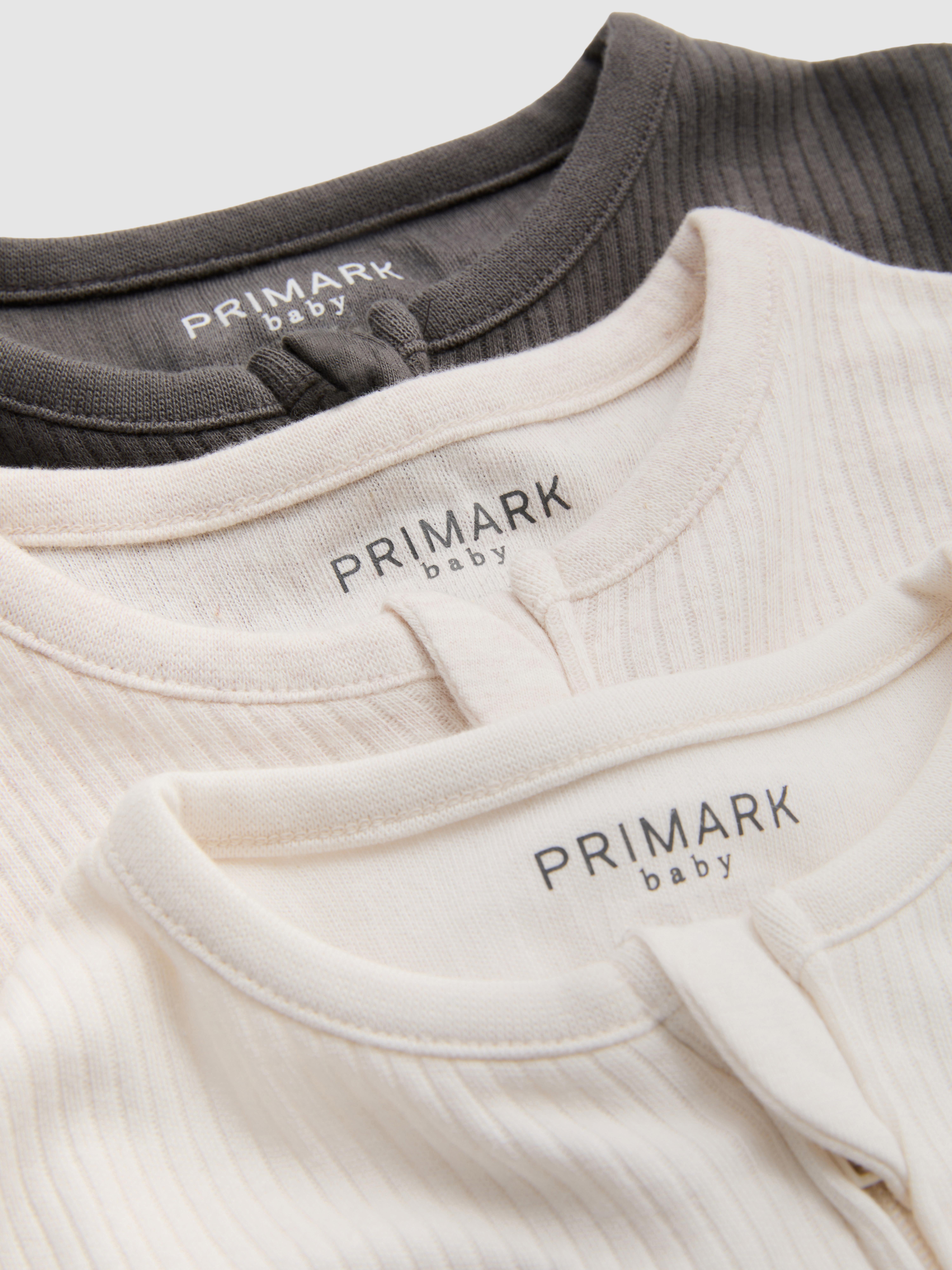0-24mths | 3pk Ribbed Zip-Up Pajama Onesies