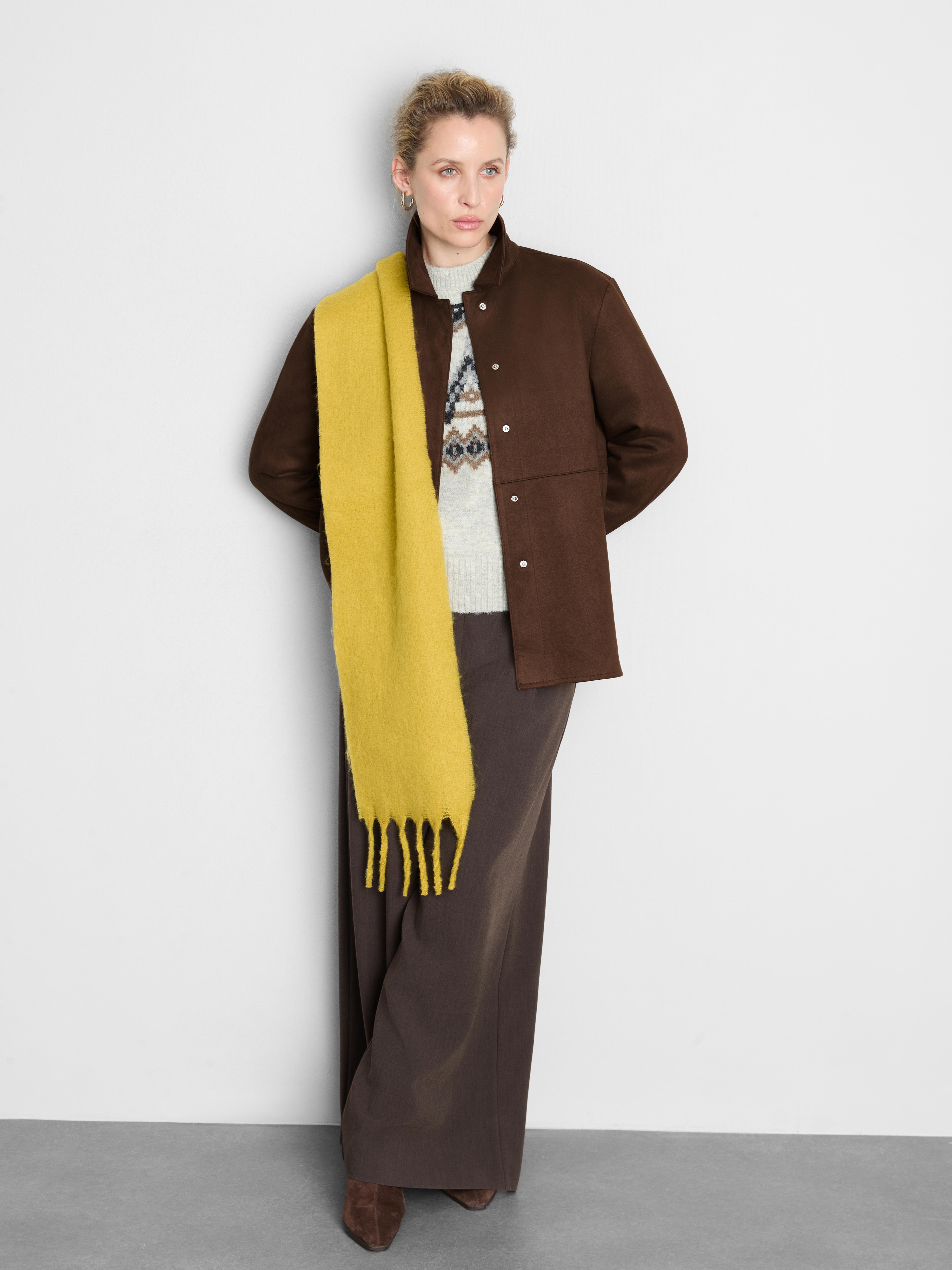 Faux Suede Shirt Jacket