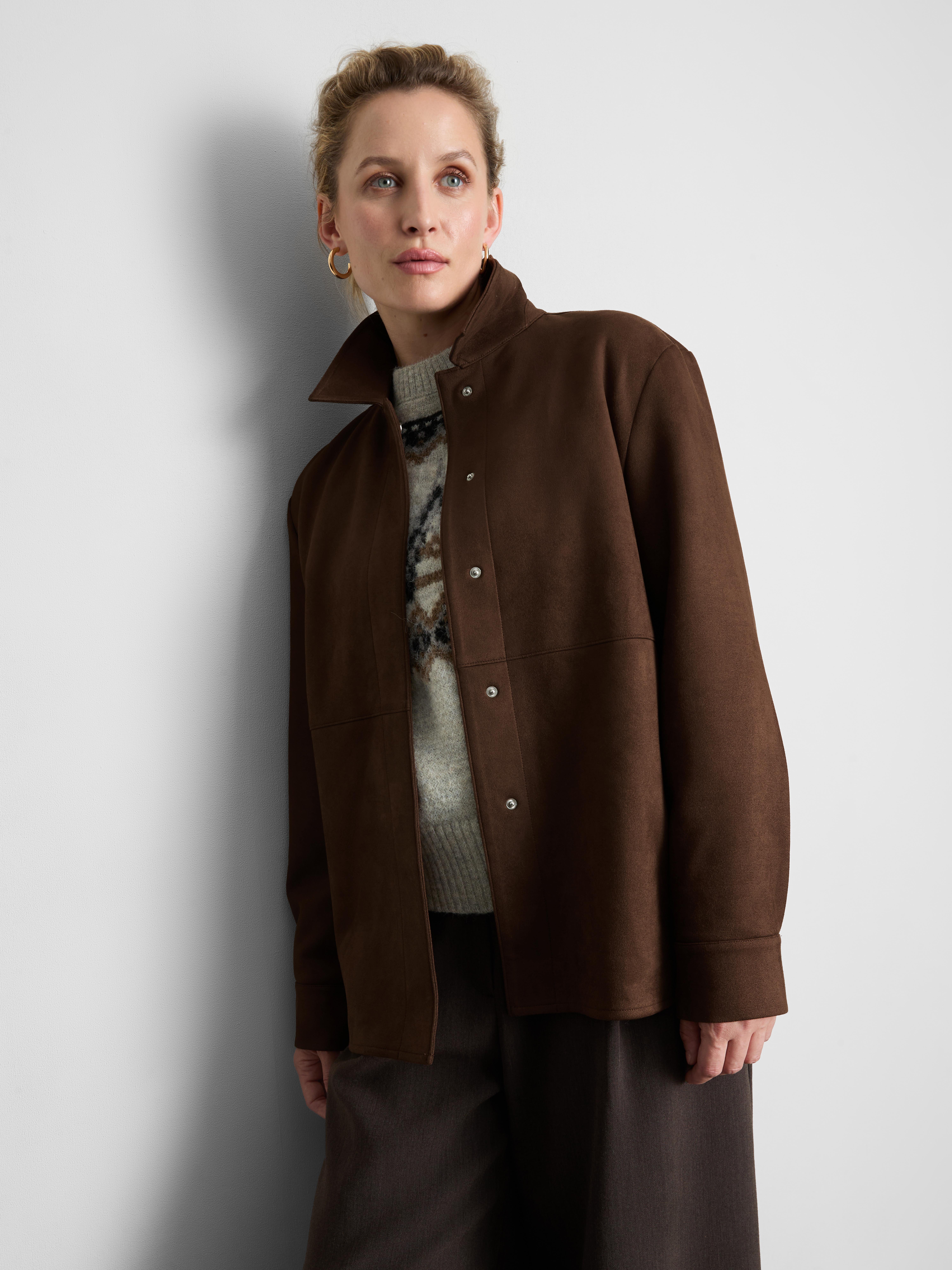 Faux Suede Shirt Jacket
