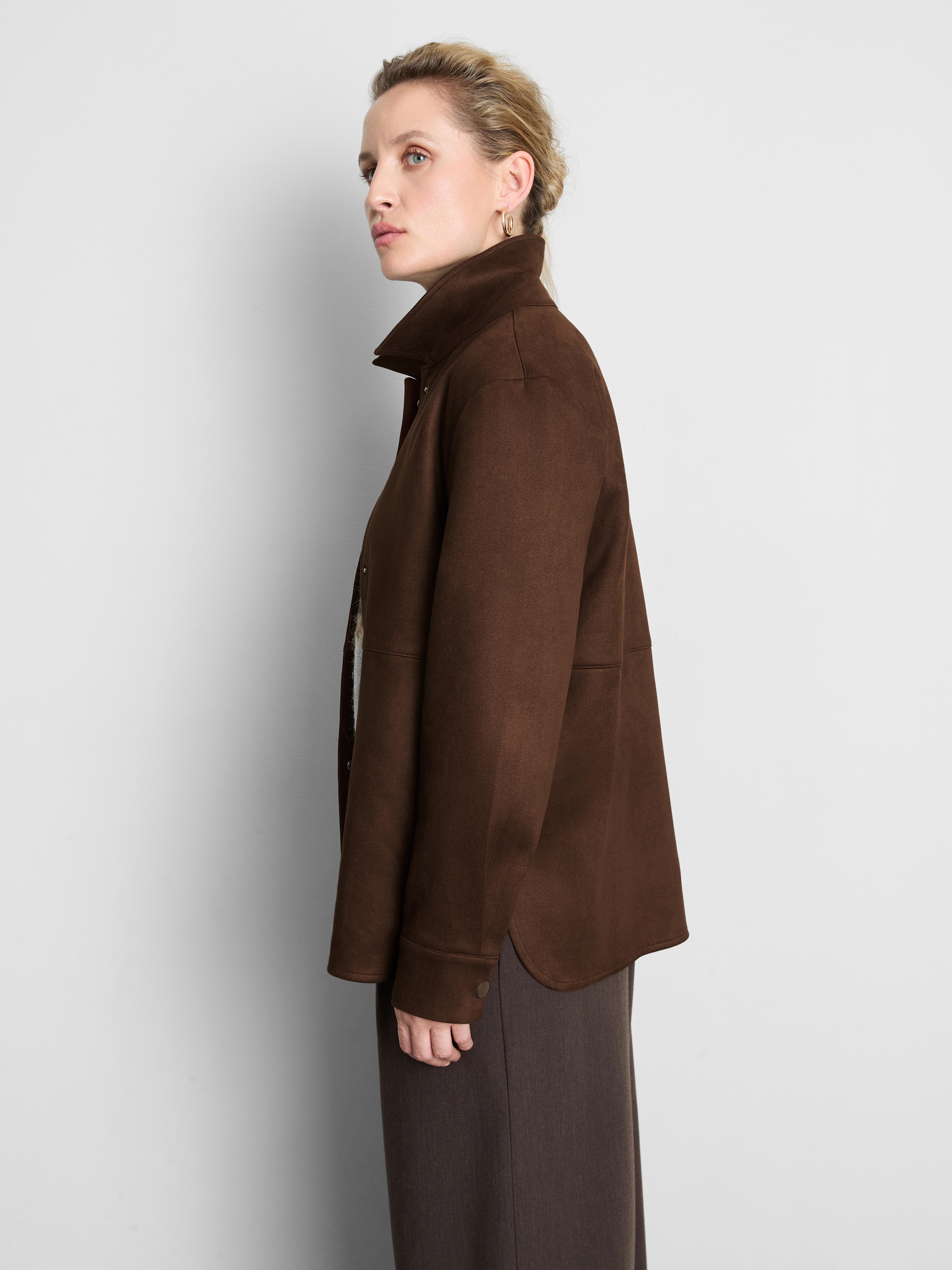 Faux Suede Shirt Jacket