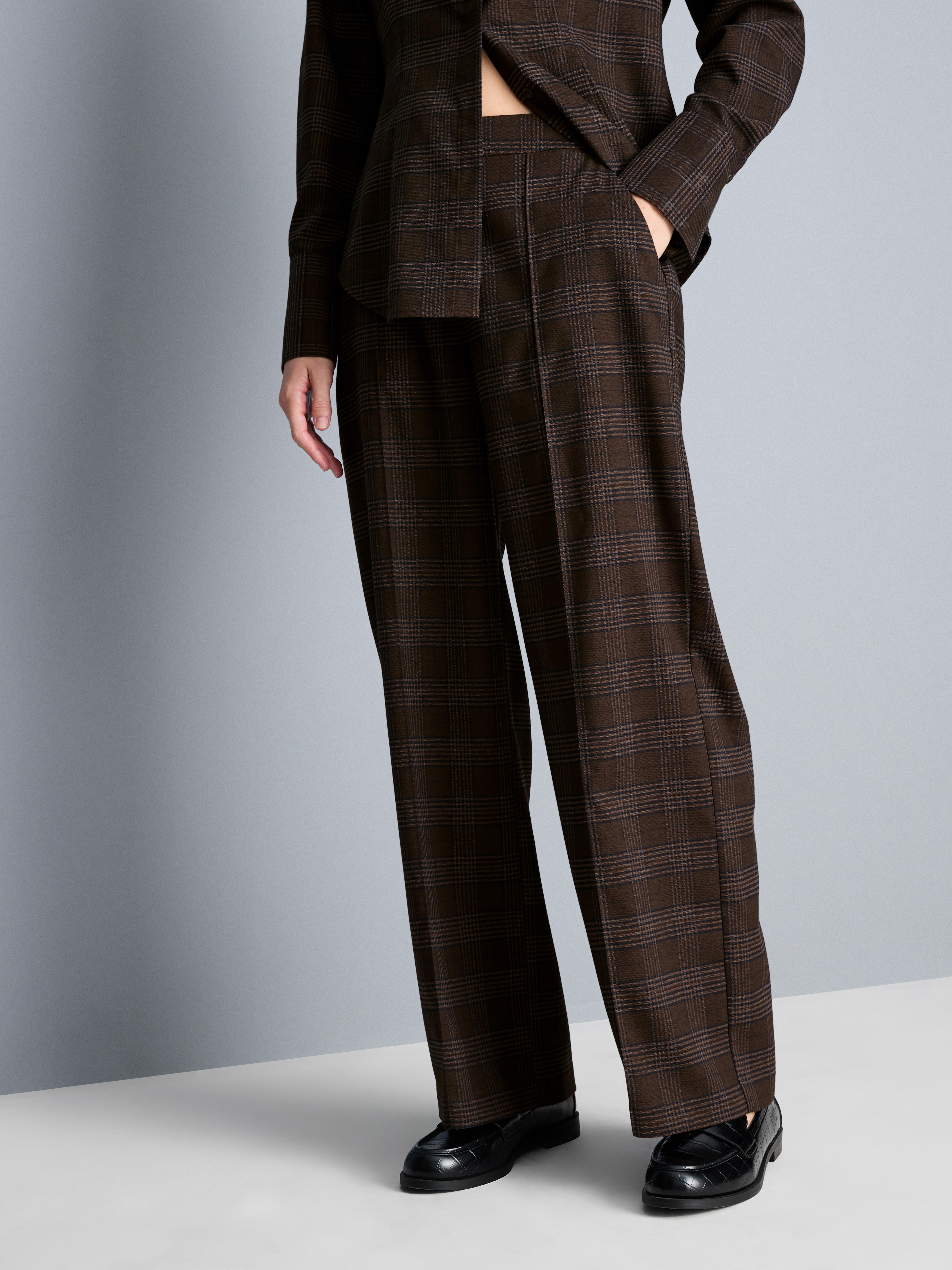 Check Straight Leg Pants