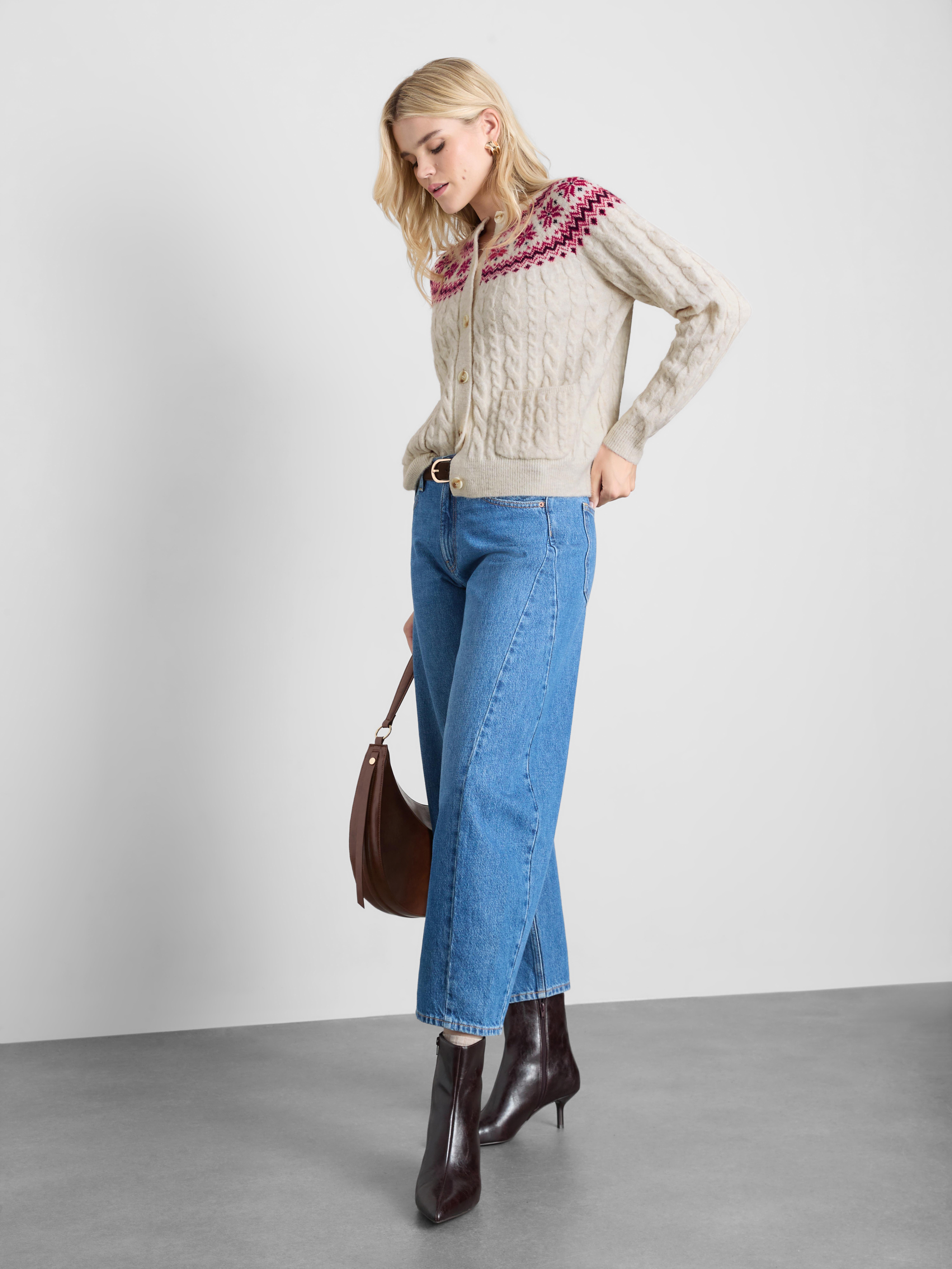 Christmas Fair Isle Cable Knit Cardigan