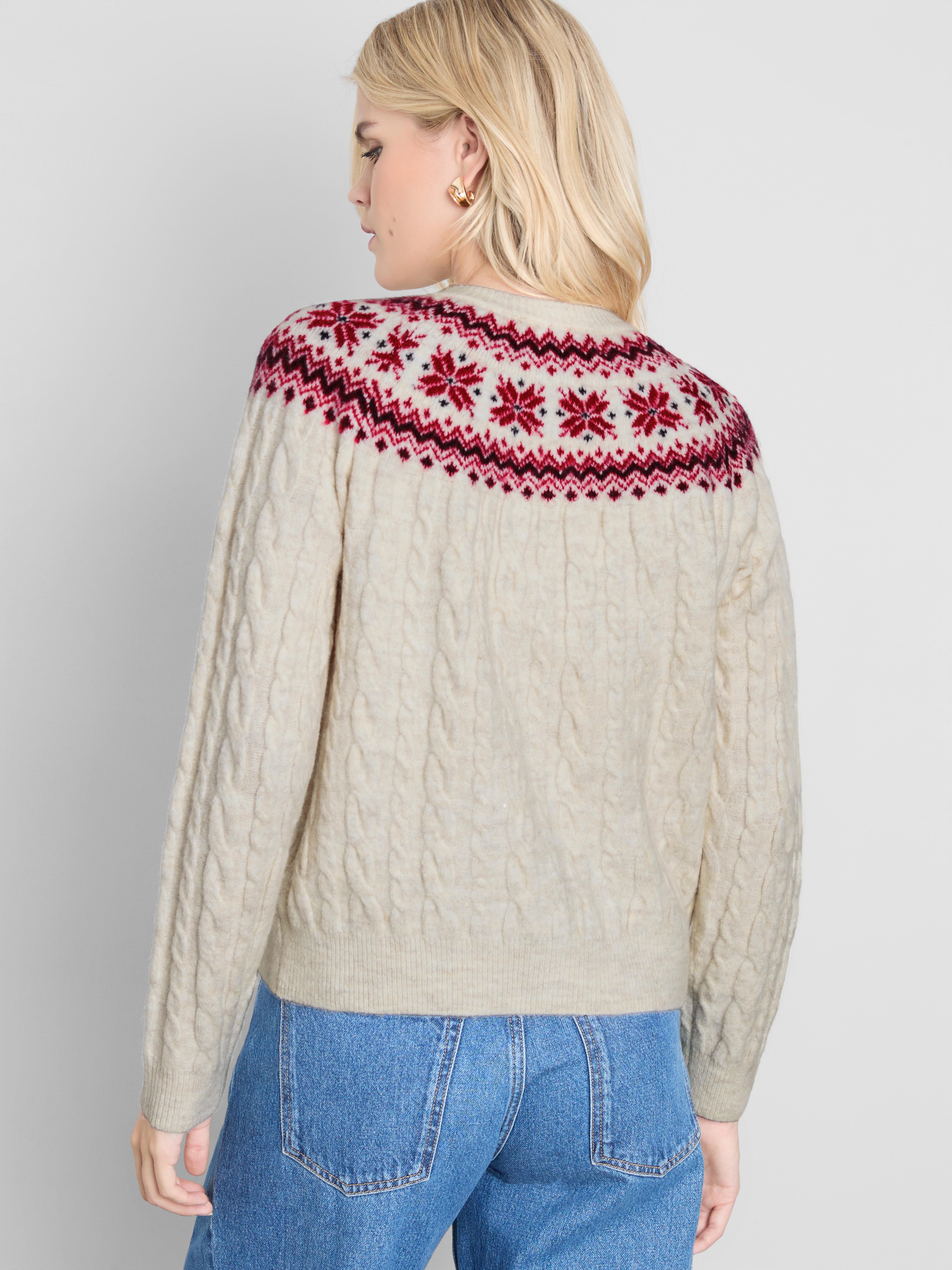 Christmas Fair Isle Cable Knit Cardigan