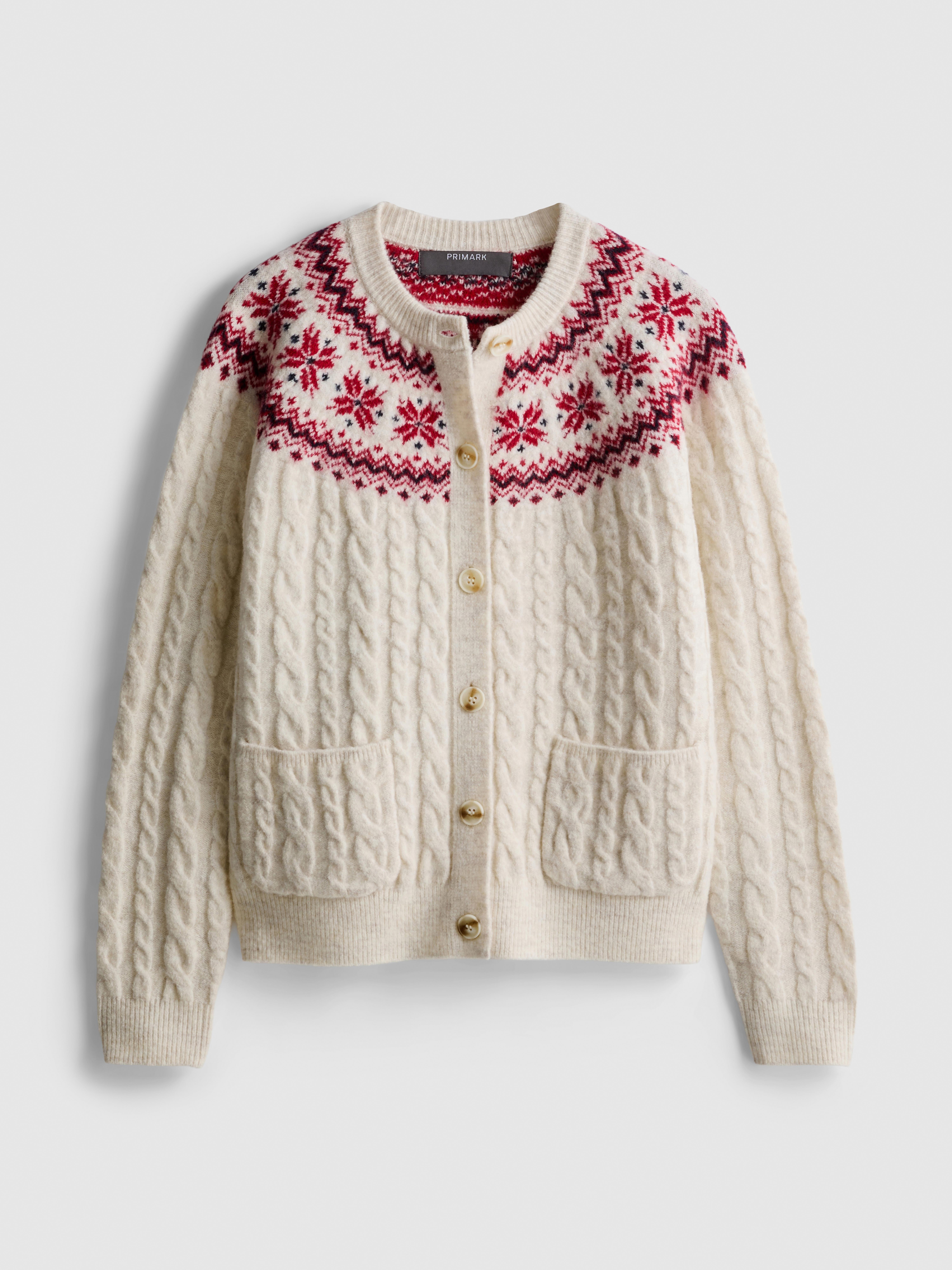 Christmas Fair Isle Cable Knit Cardigan