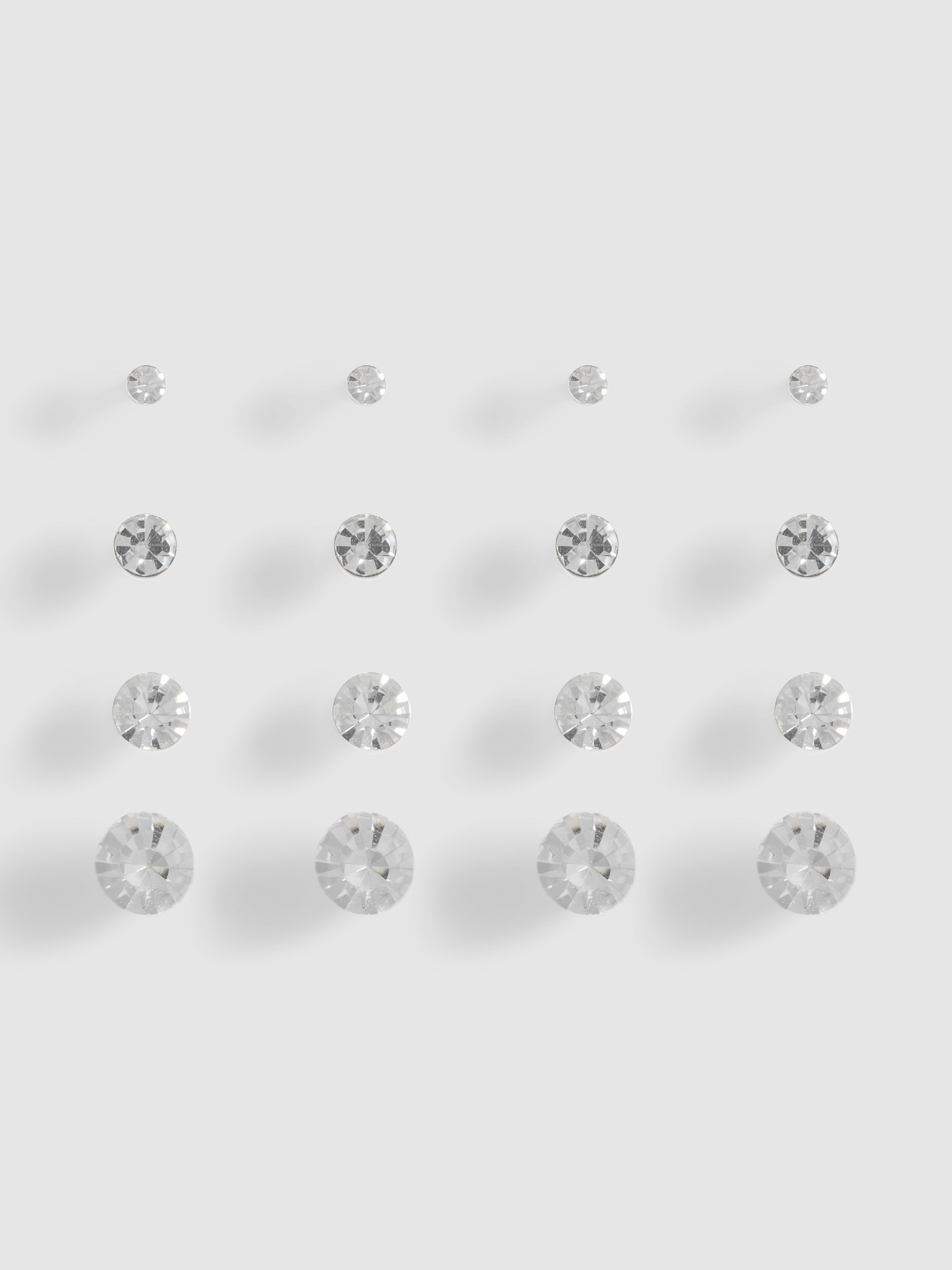 8pk Crystal Stud Earrings