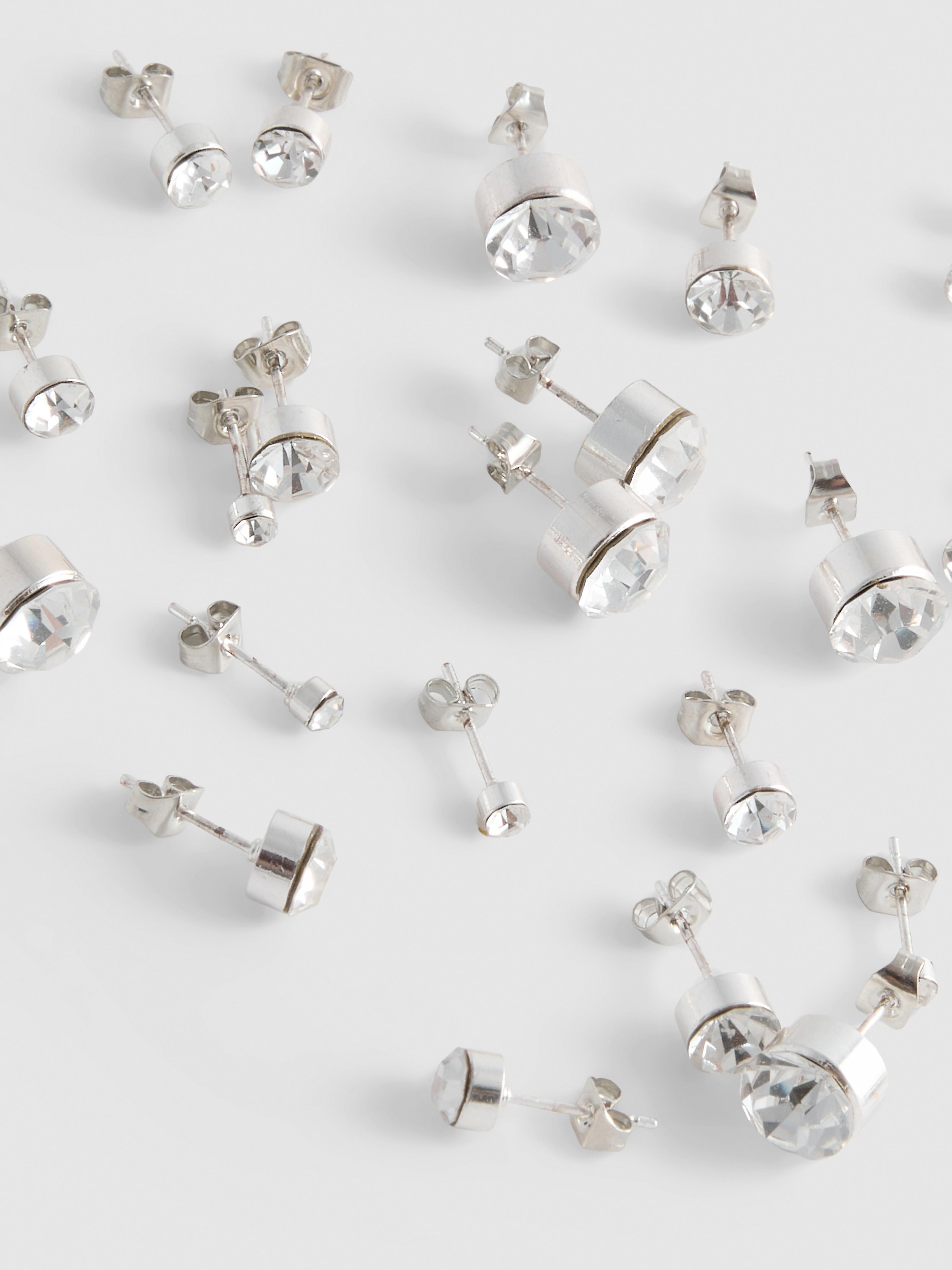 8pk Crystal Stud Earrings