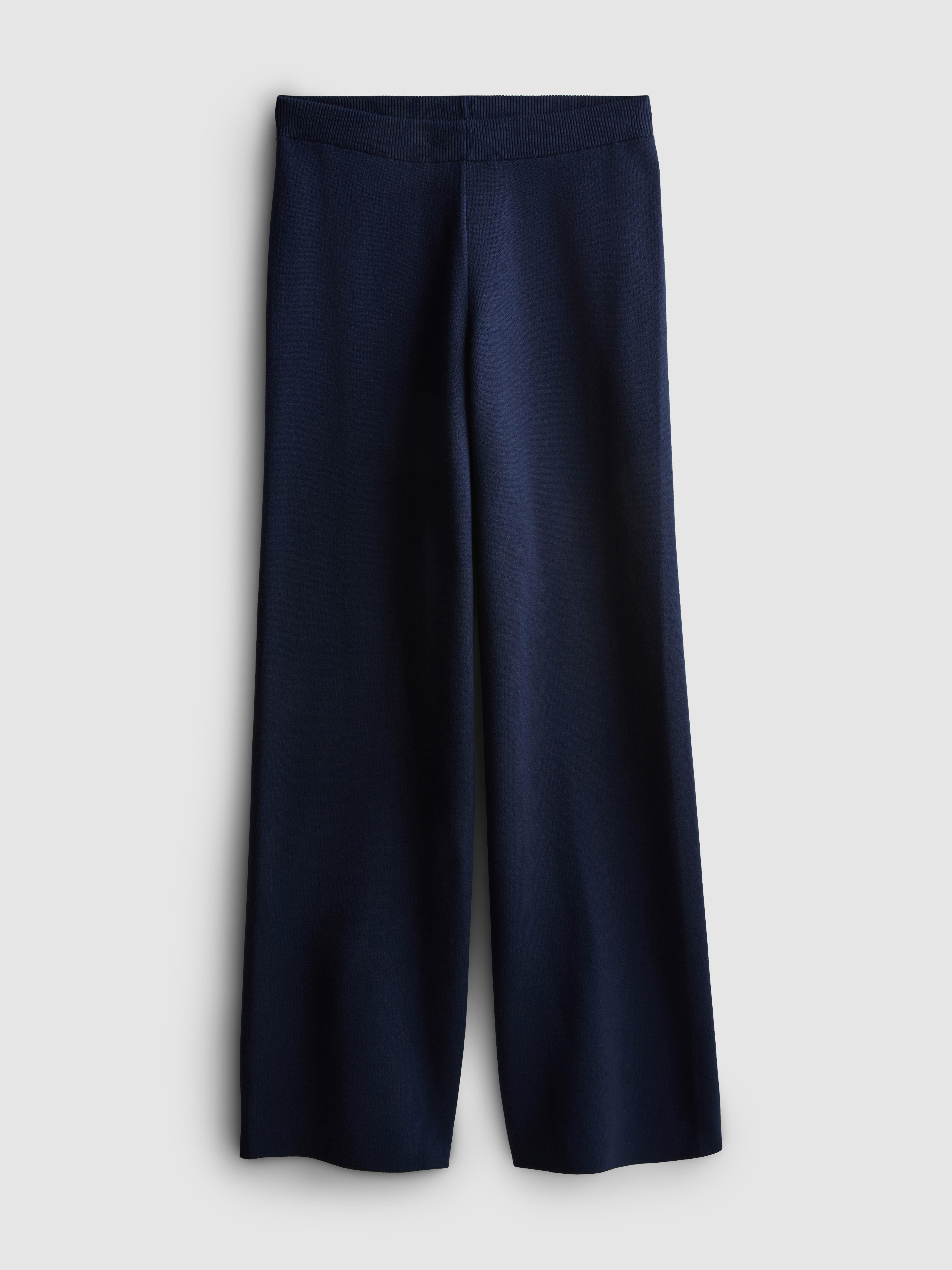 Compact Knit Wide Leg Trousers