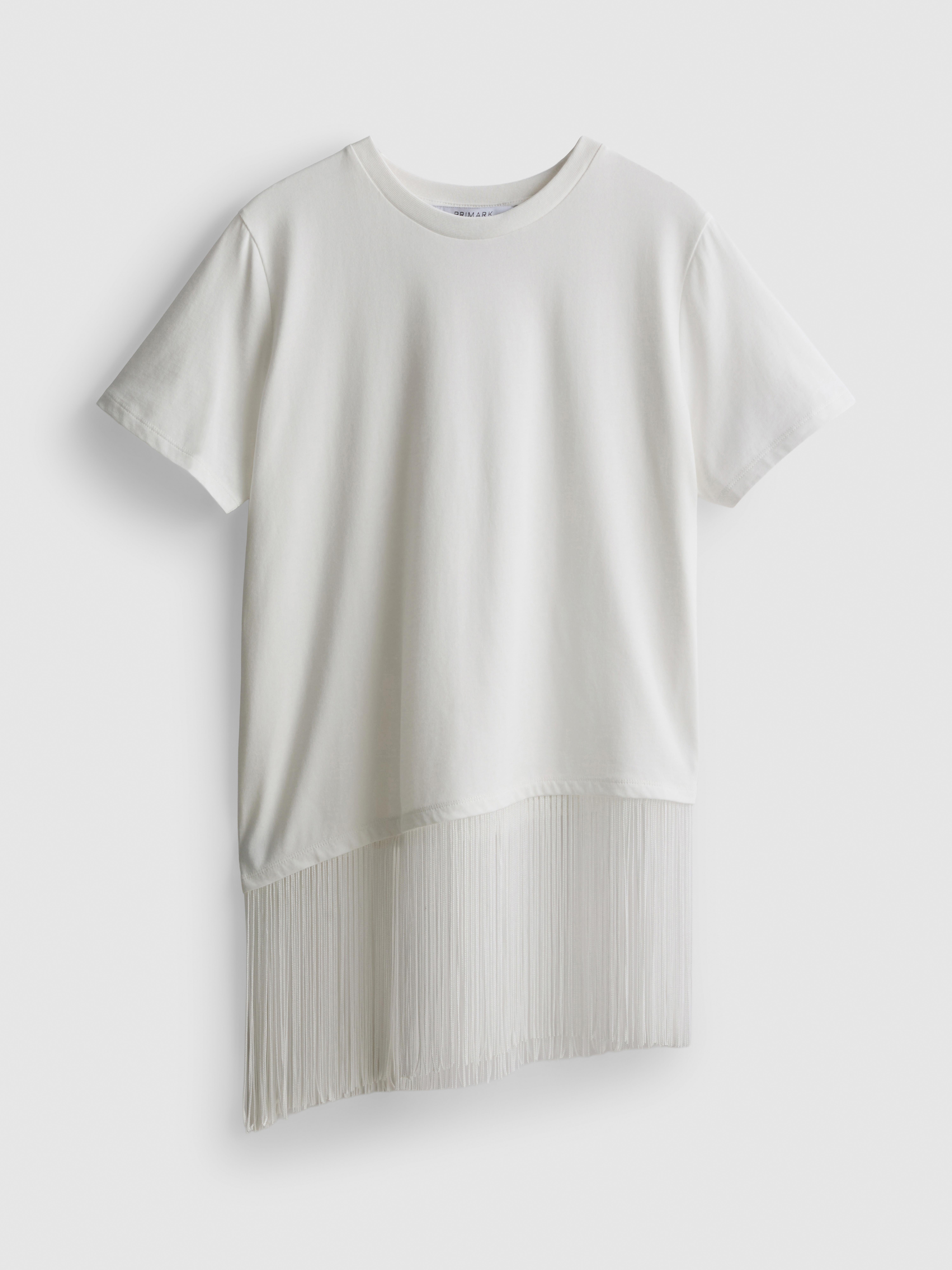 Cotton Asymmetric Fringe Tee