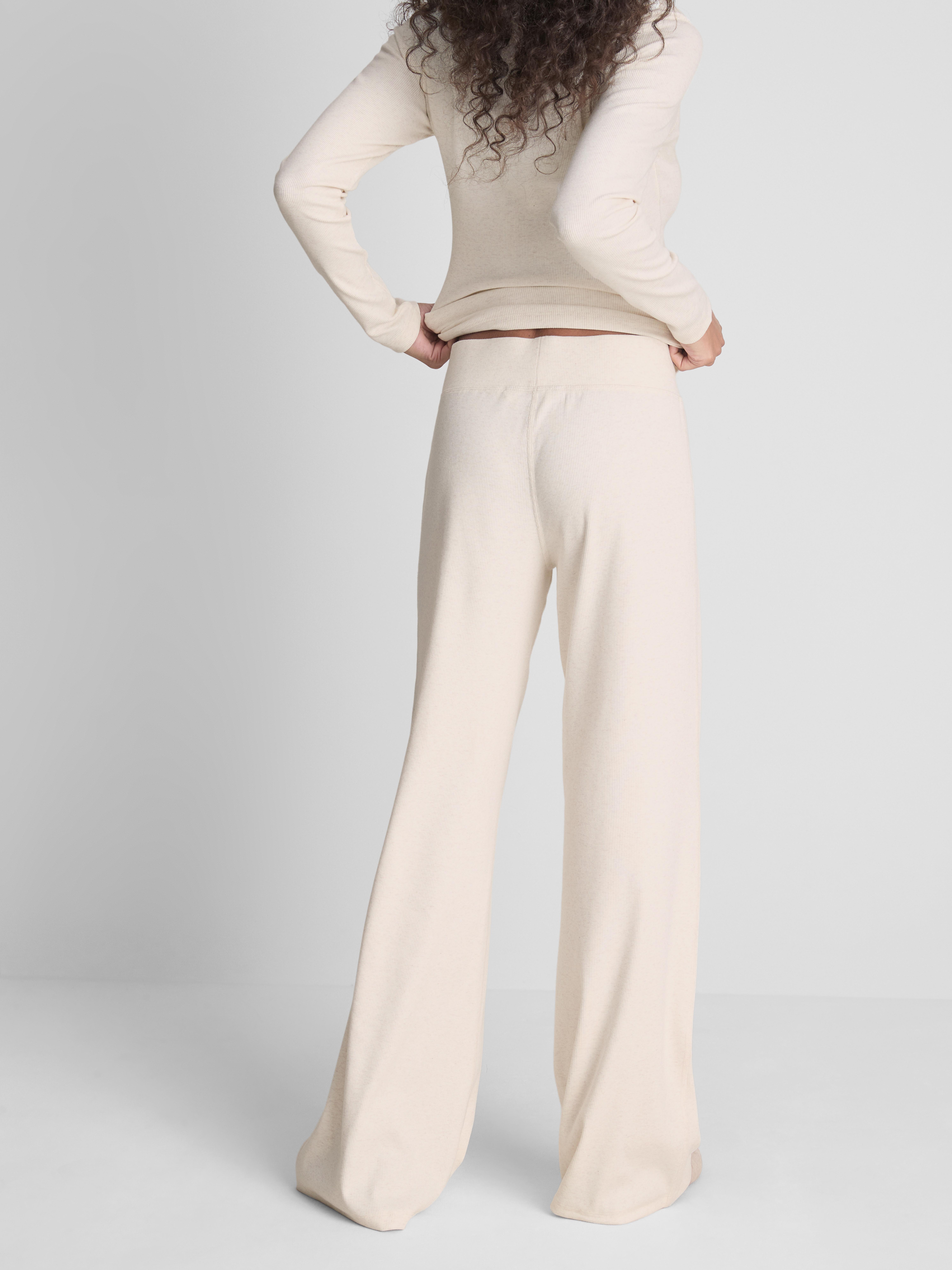 Cotton-Blend Ribbed Wide-Leg Pants