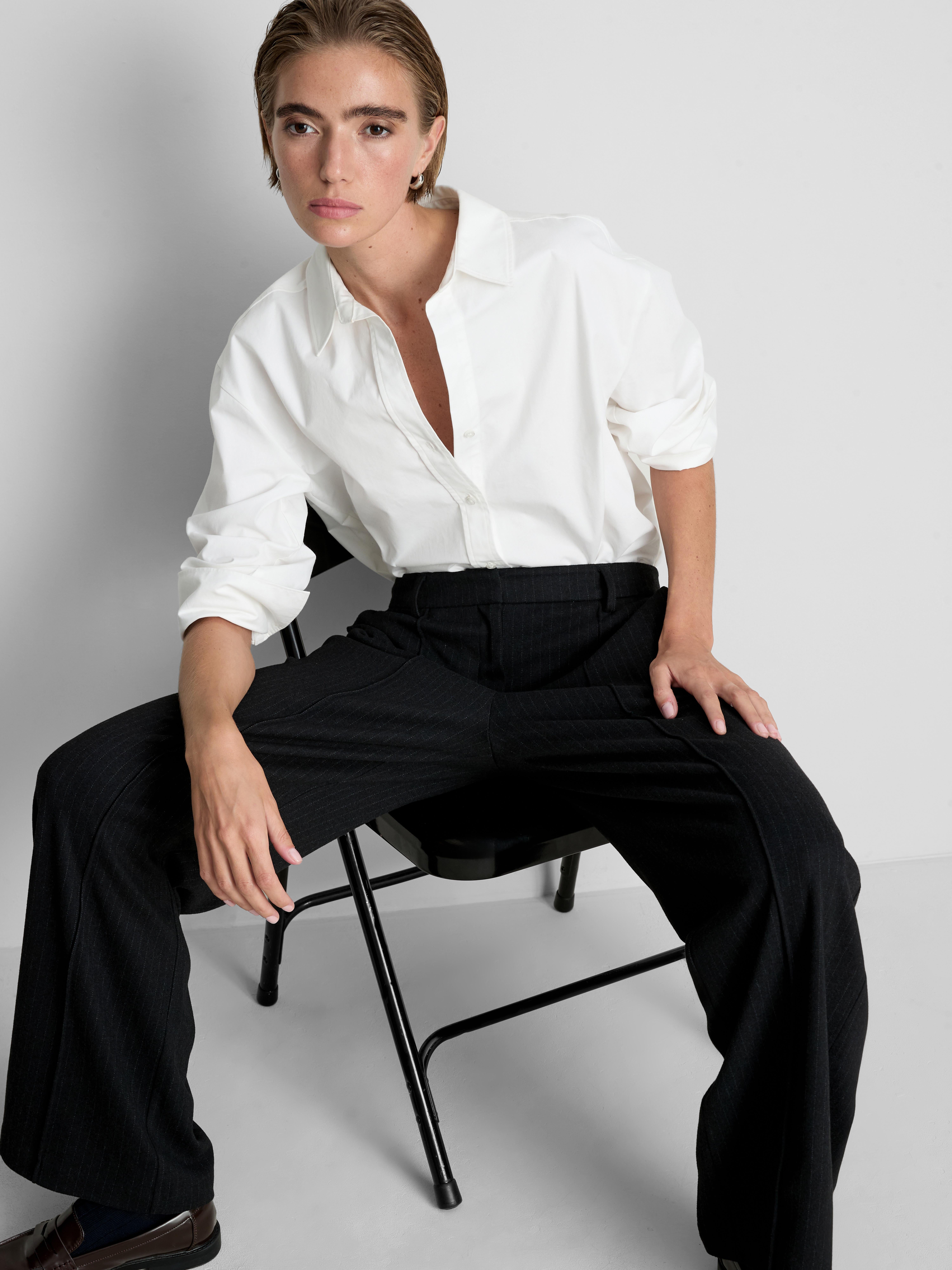 Womens Navy Tailored Wide Leg Trousers | Primark